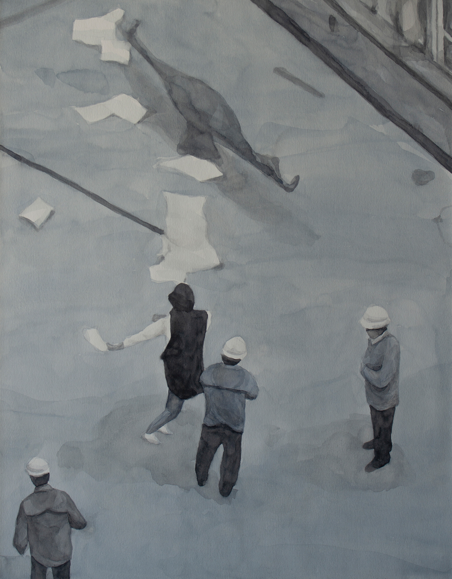 The Wind, 2020, Watercolor on paper, 35 x 28 cm