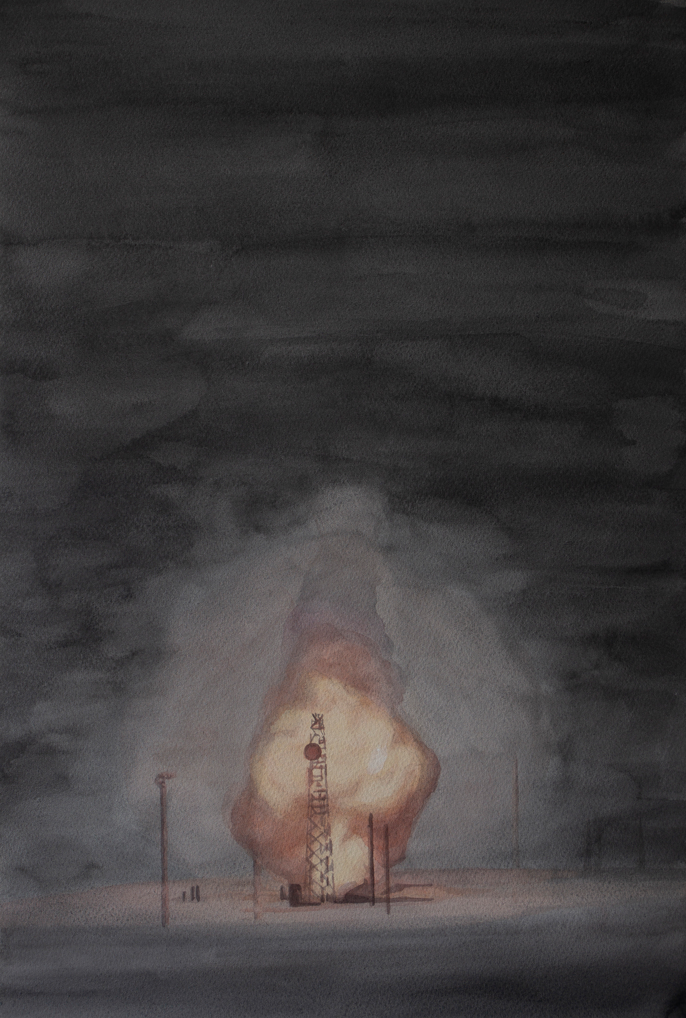 Boom, 2021, Watercolor and gouache on paper, 50 x 34 cm