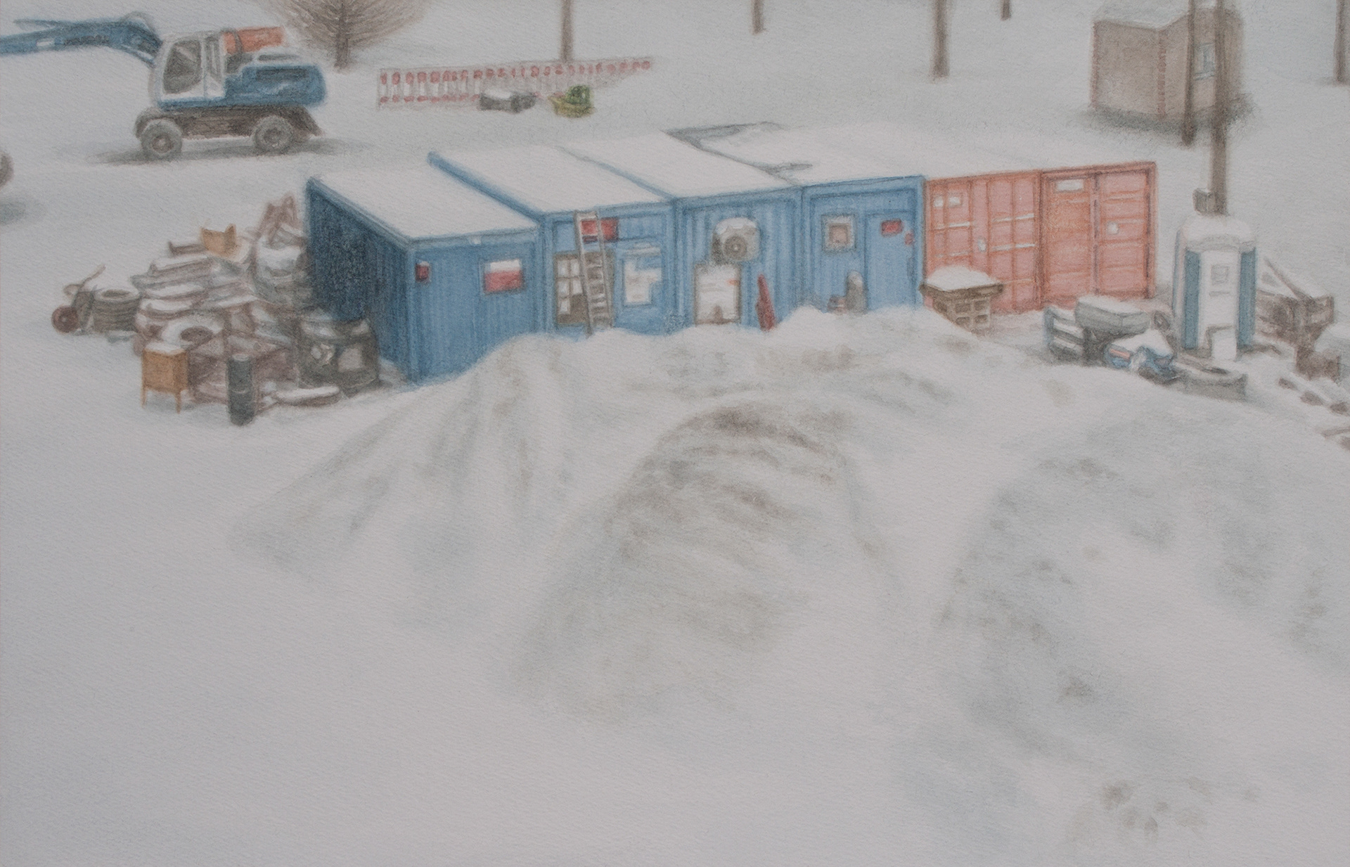 In the Snow, 2022, Watercolor on paper, 22 x 34 cm
