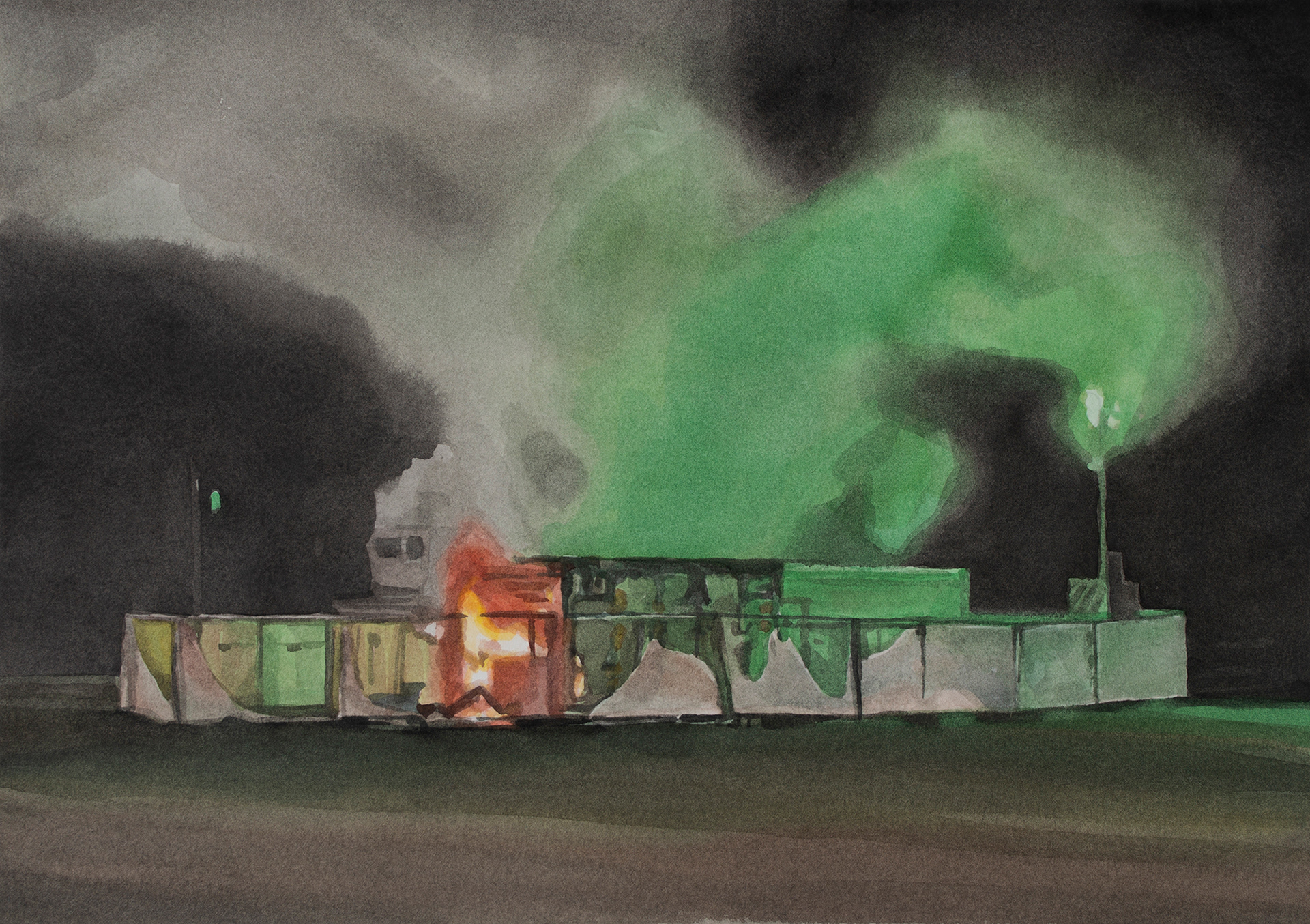 The Green Flame, 2021, Watercolor on paper, 24 x 34 cm