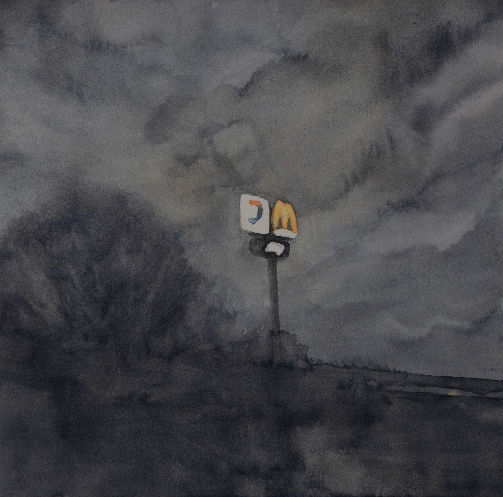 On the Freeway #6, 2019, Watercolor on paper, 19 x 19 cm