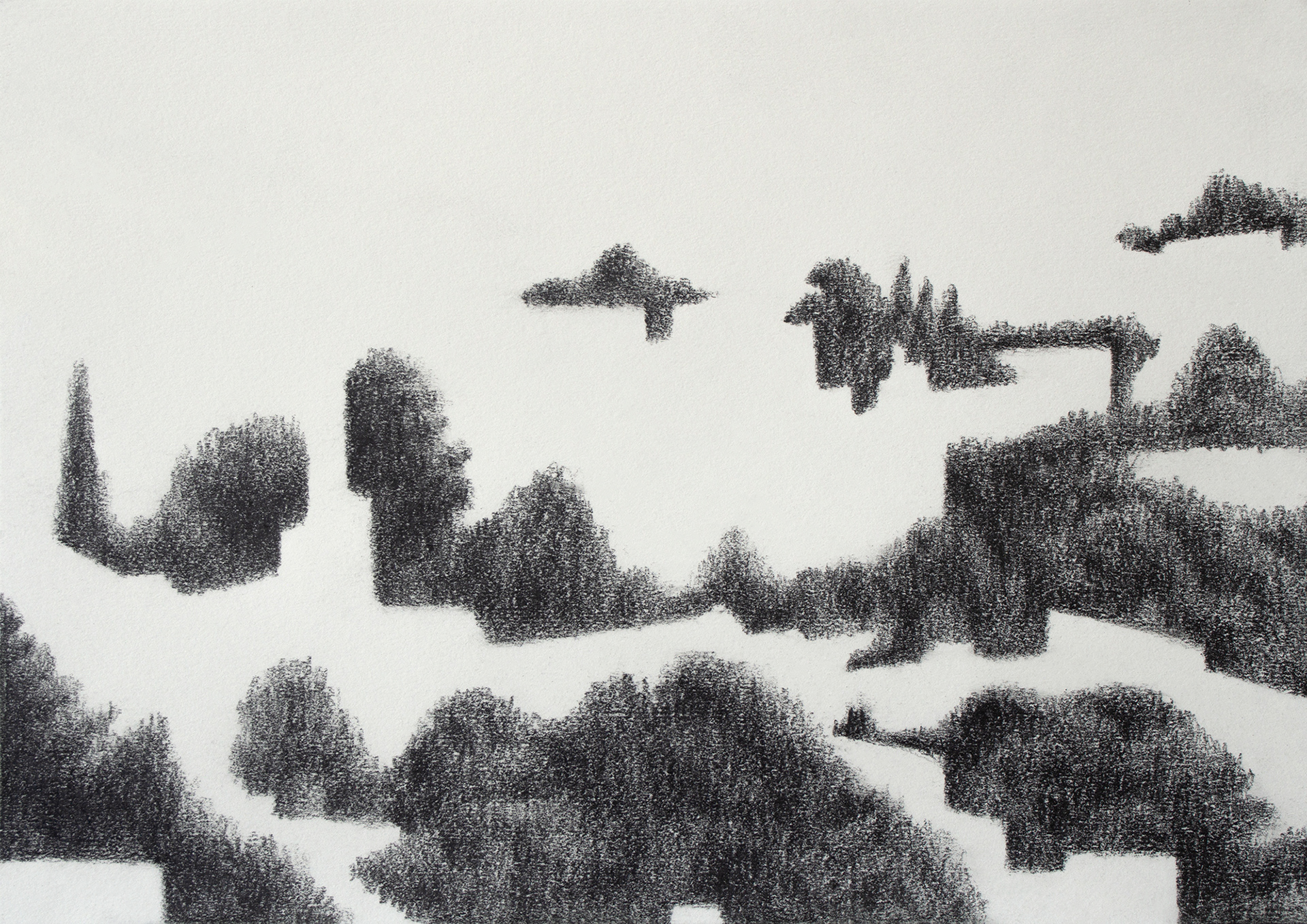 Fragmentary Landscape #15, 2023, Graphite on paper, 21 x 29.5 cm