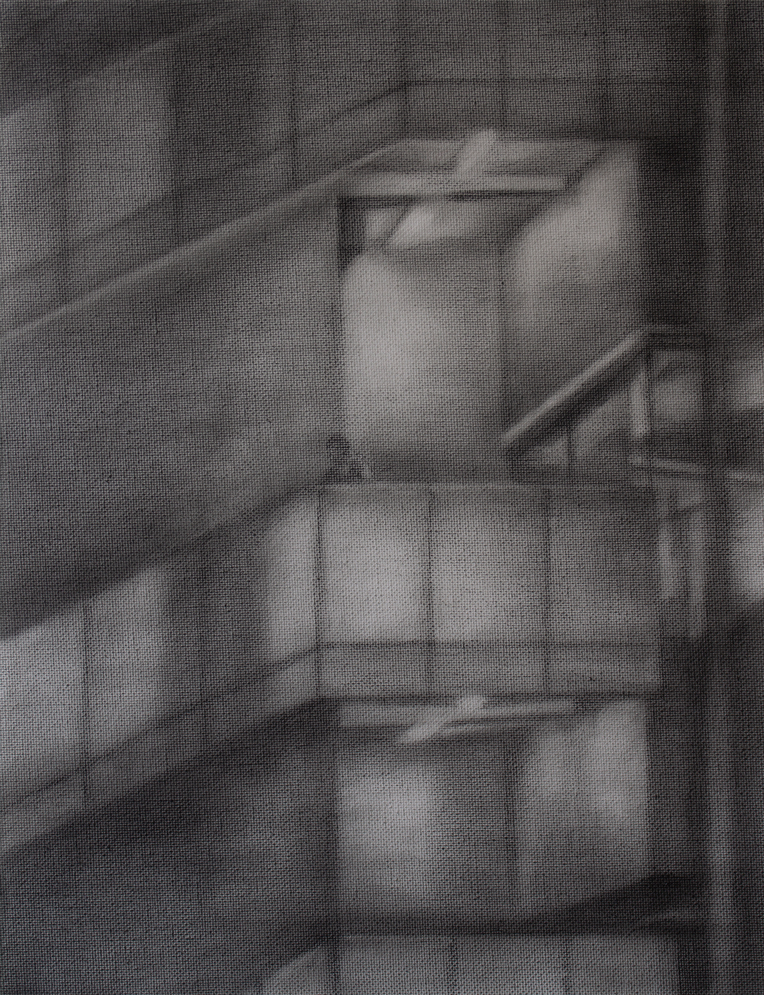 On a Stairway, 2021, Graphite on canvas, 33 x 25.5 cm