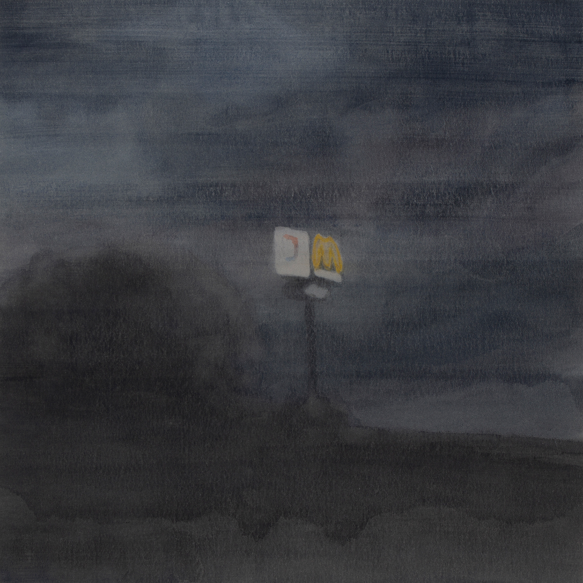 On the Freeway #5, 2019, Watercolor on paper, 19 x 19 cm