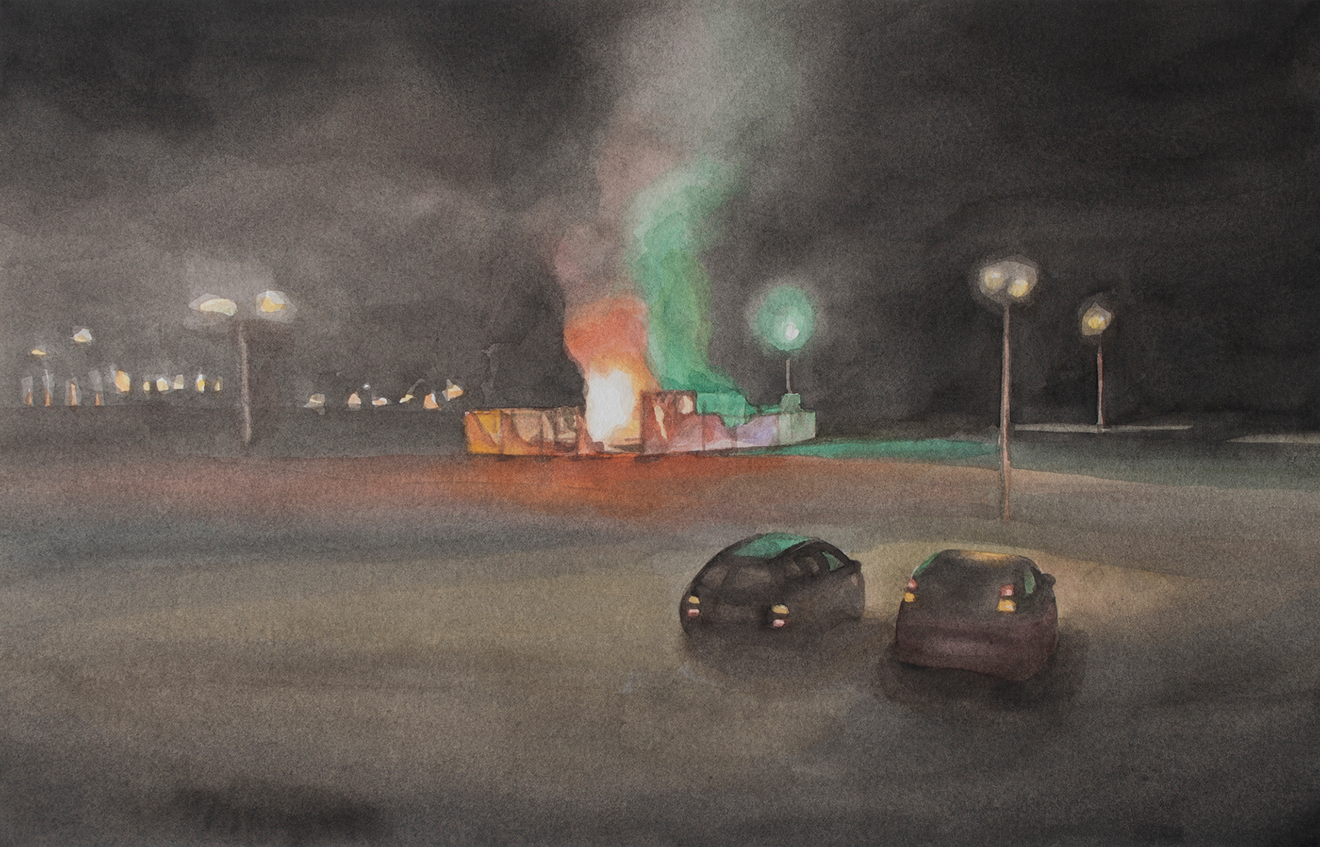 The Green Flame #2, 2021, Watercolor on paper, 22 x 34 cm