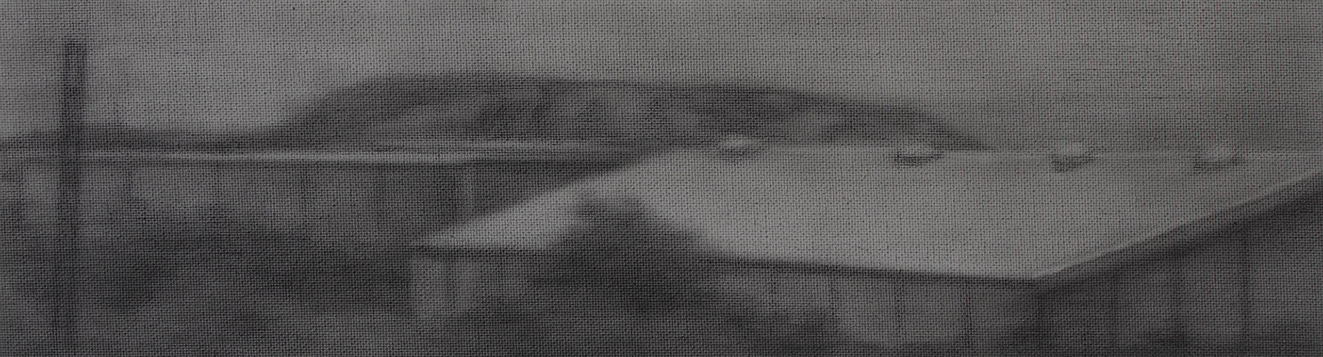 In the Train, 2021, Graphite on canvas, 11 x 41 cm