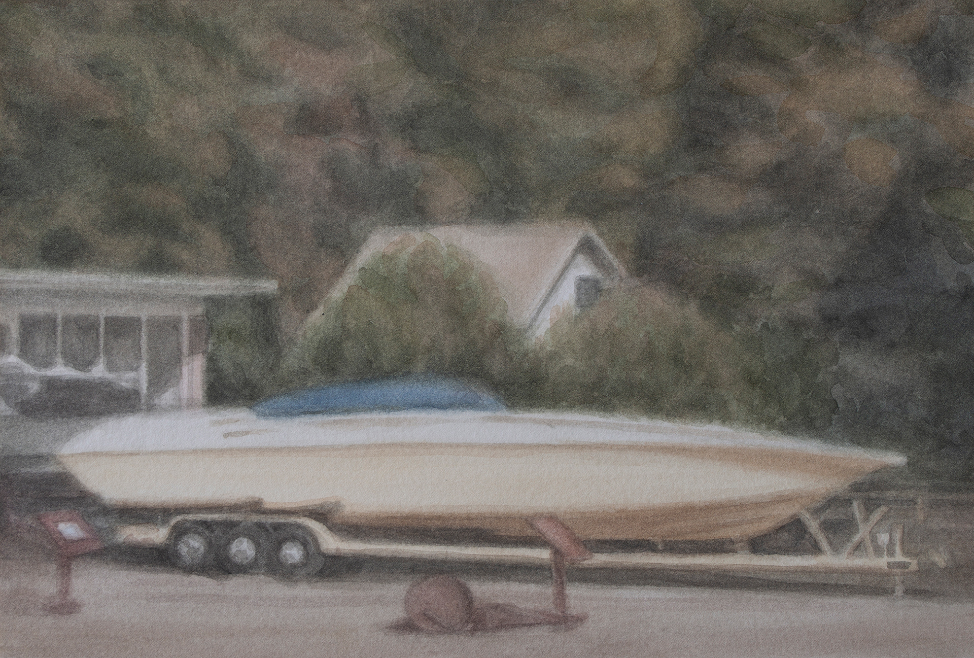 A Boat #2, 2021, Watercolor on paper, 16 x 23.5 cm
