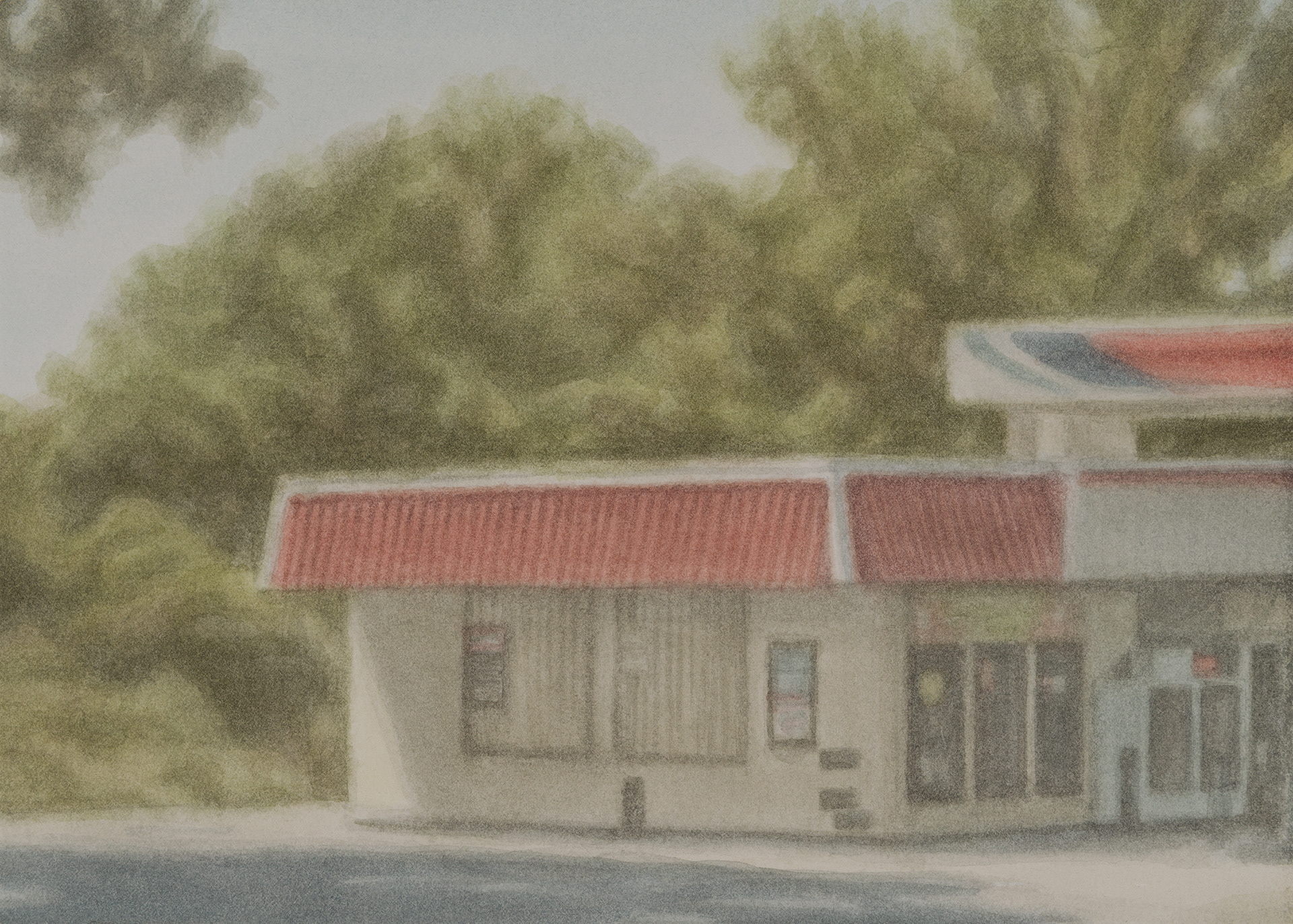 A Rest Area, 2025, Watercolor on paper, 16.5 x 23 cm