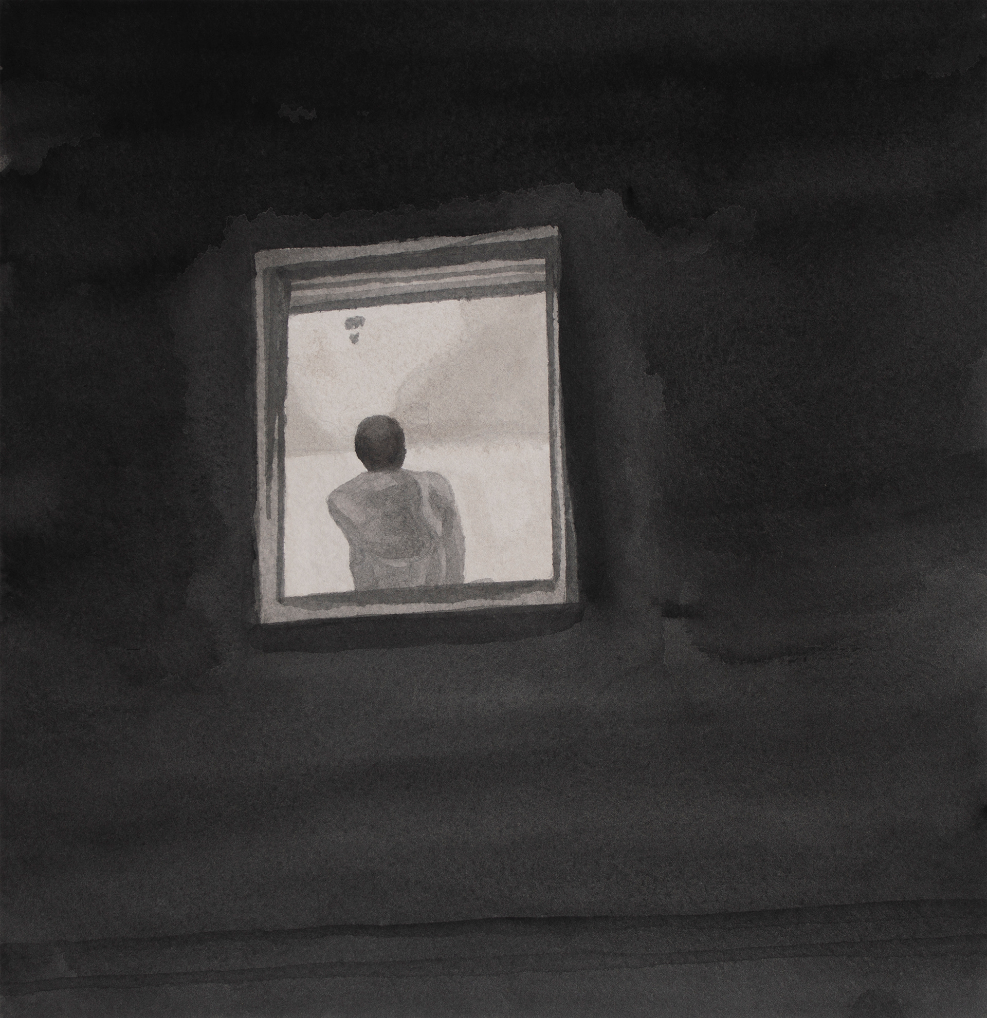 Through the Window, 2021, Watercolor on paper, 23 x 22 cm