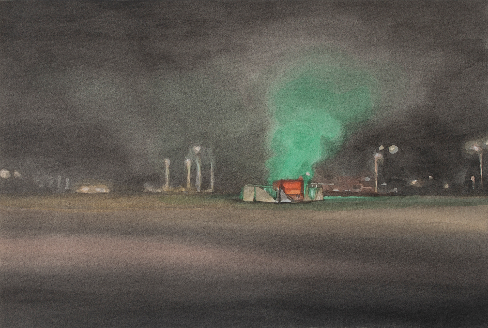 The Green Flame #3, 2021, Watercolor on paper, 23 x 34 cm