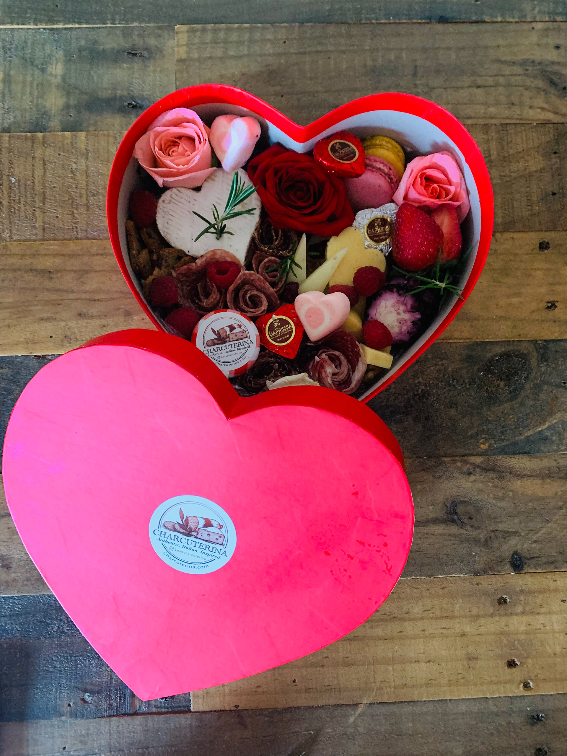 Lovers board with heart-shaped box $85