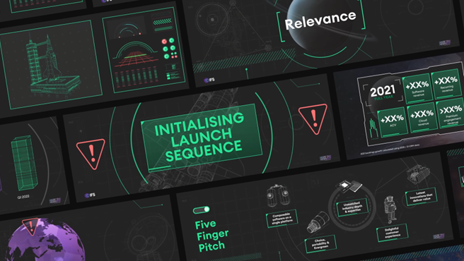 Presentation design with motion graphic elements.