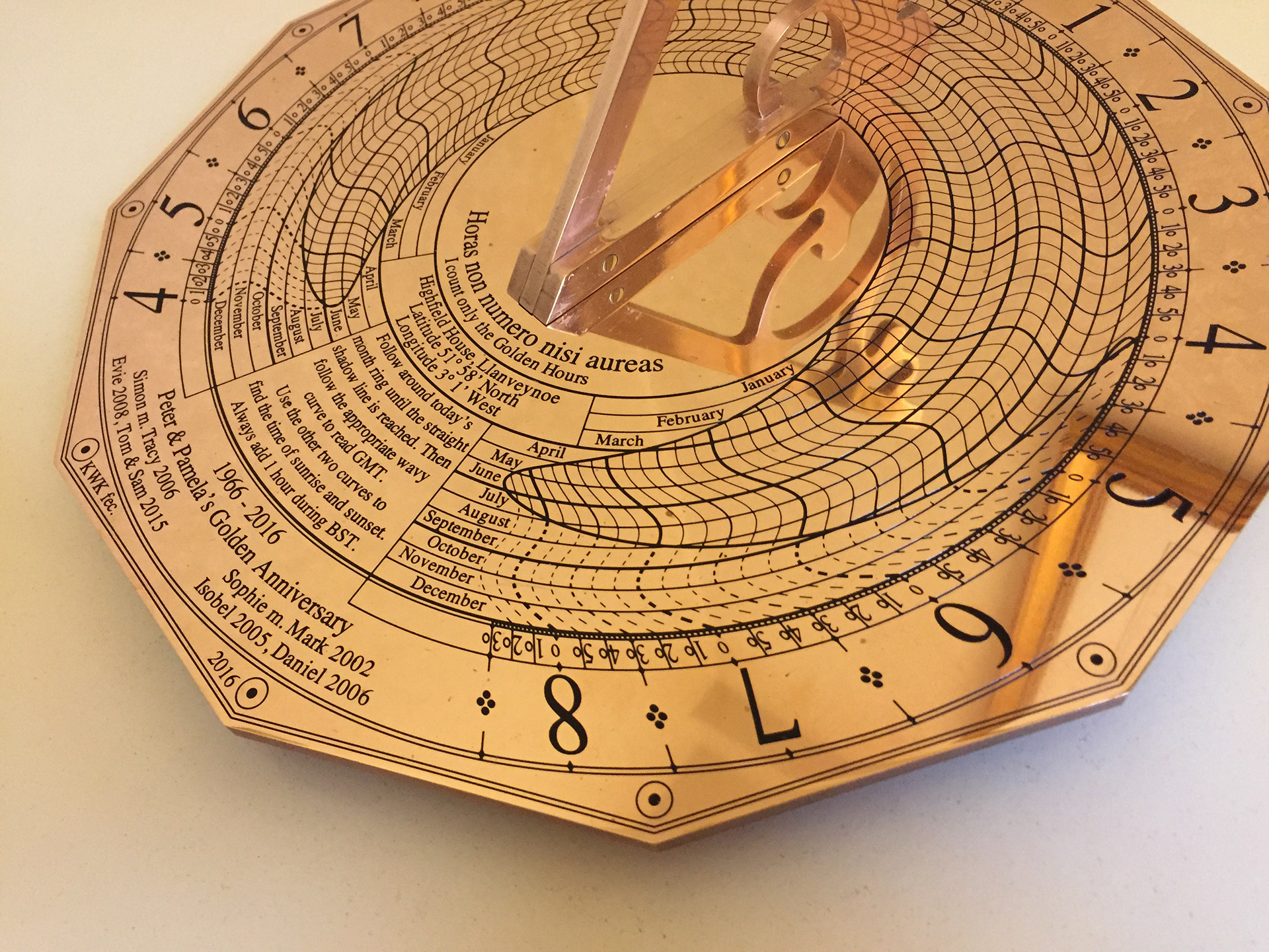 Author's bronze Highfield House dial - 2016 - before being exposed to the atmosphere