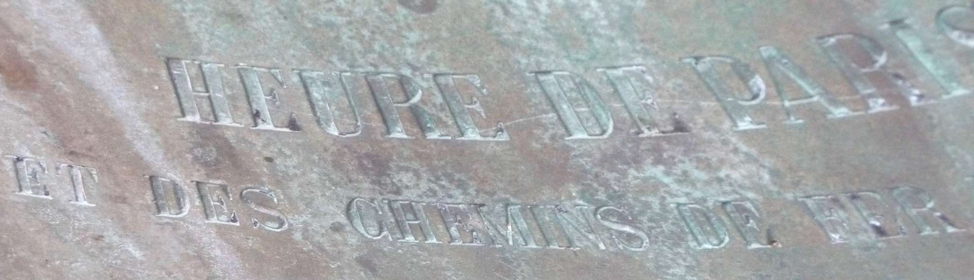 The dial indicates the change - spear-headed by the Railways - from Local Mean Time,e to National (Paris) Mean Time
