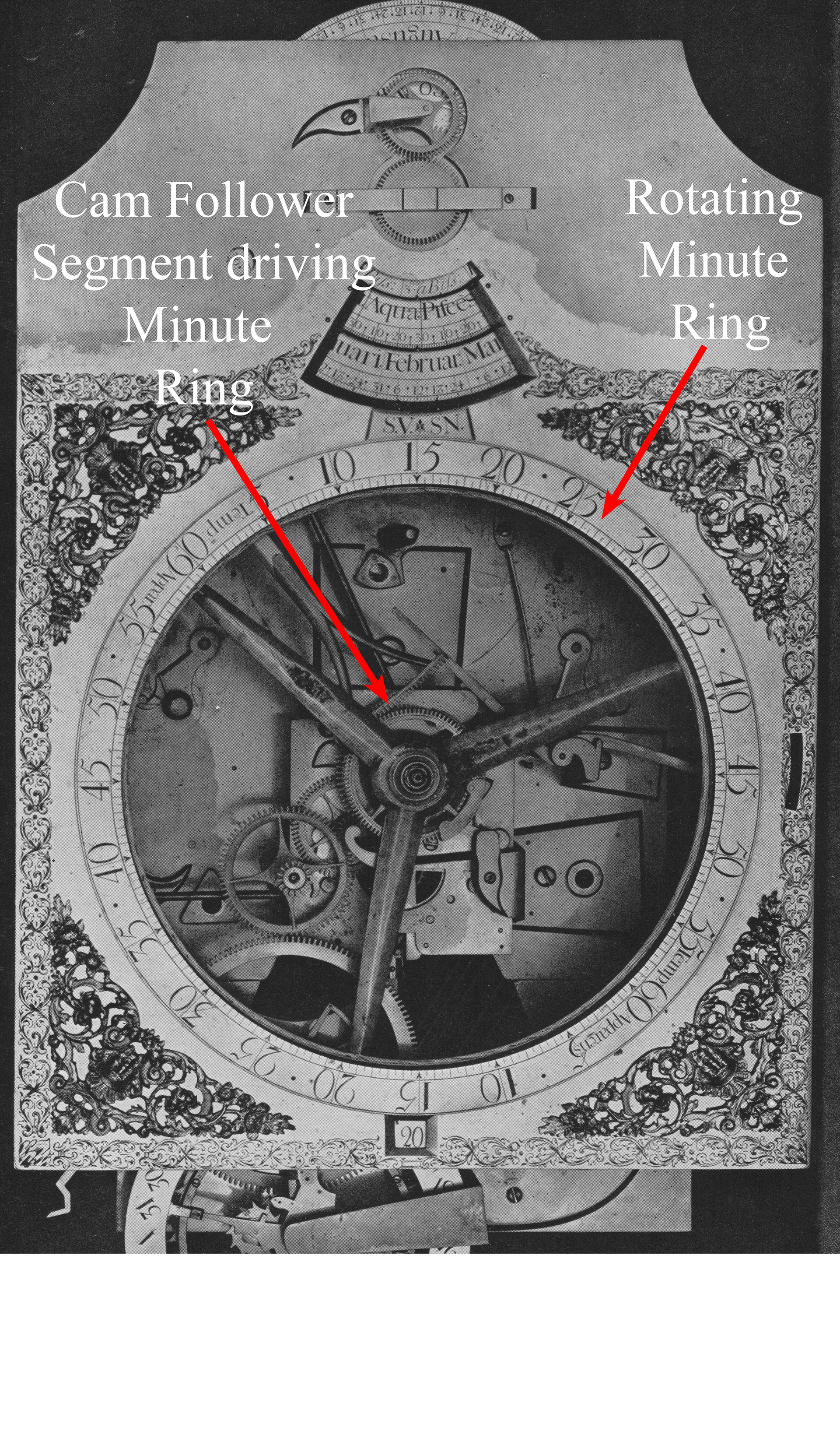 Tompion & Banger - 1703 - Showing Cam Follower Driving Minute Ring