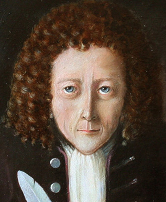 Robert Hooke - 1635-17. There is no actual picture of him. This is a modern image based on contemporary descriptions of him as  "in person, but despicable" : "melancholy, mistrustful, and jealous" : "cantankerous, envious, vengeful": "somewhat crooked, pale faced"
