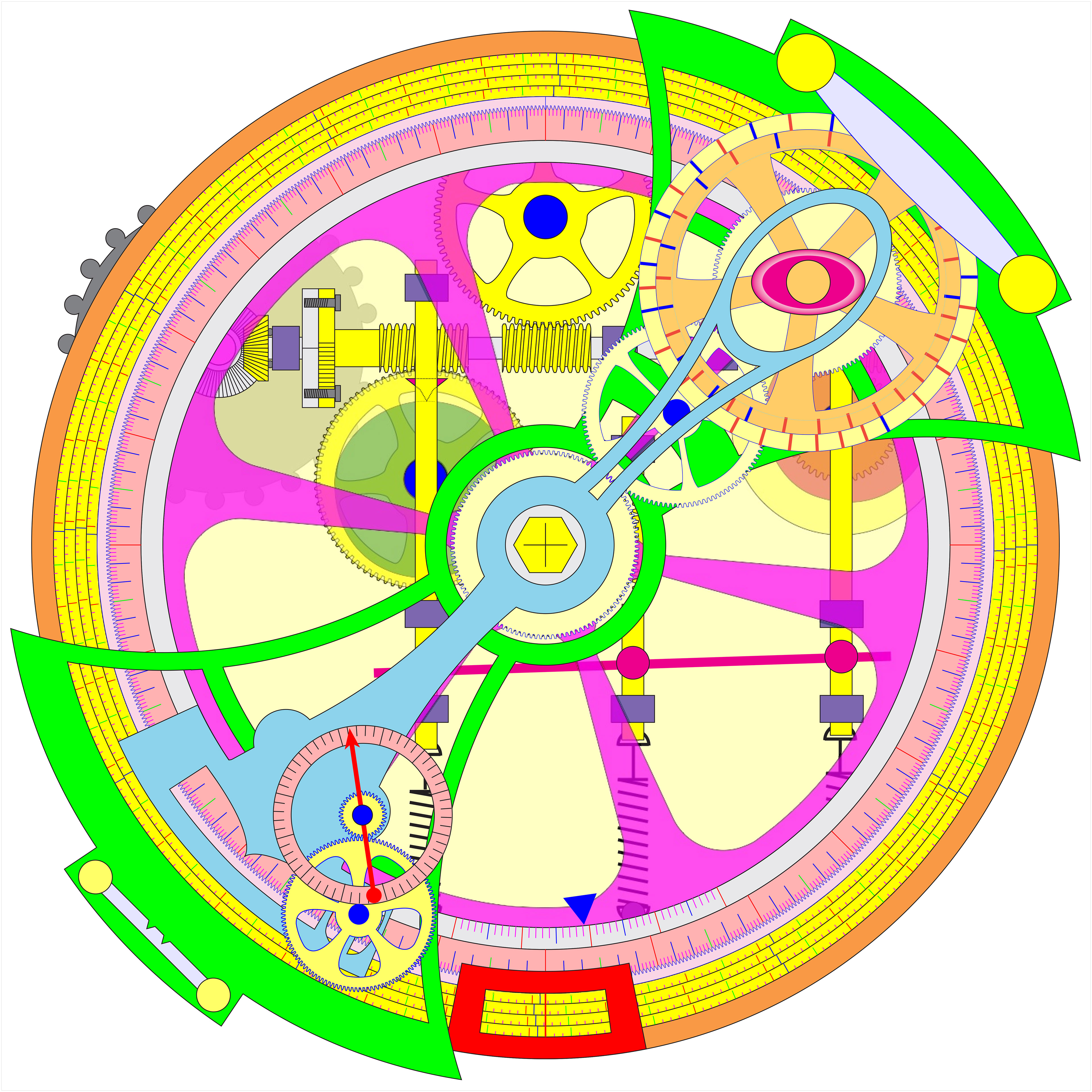 The same design, as left, with its centrally mounted lens-ed alidade. The blue potion was a refraction correction which is theoretically incorrect.