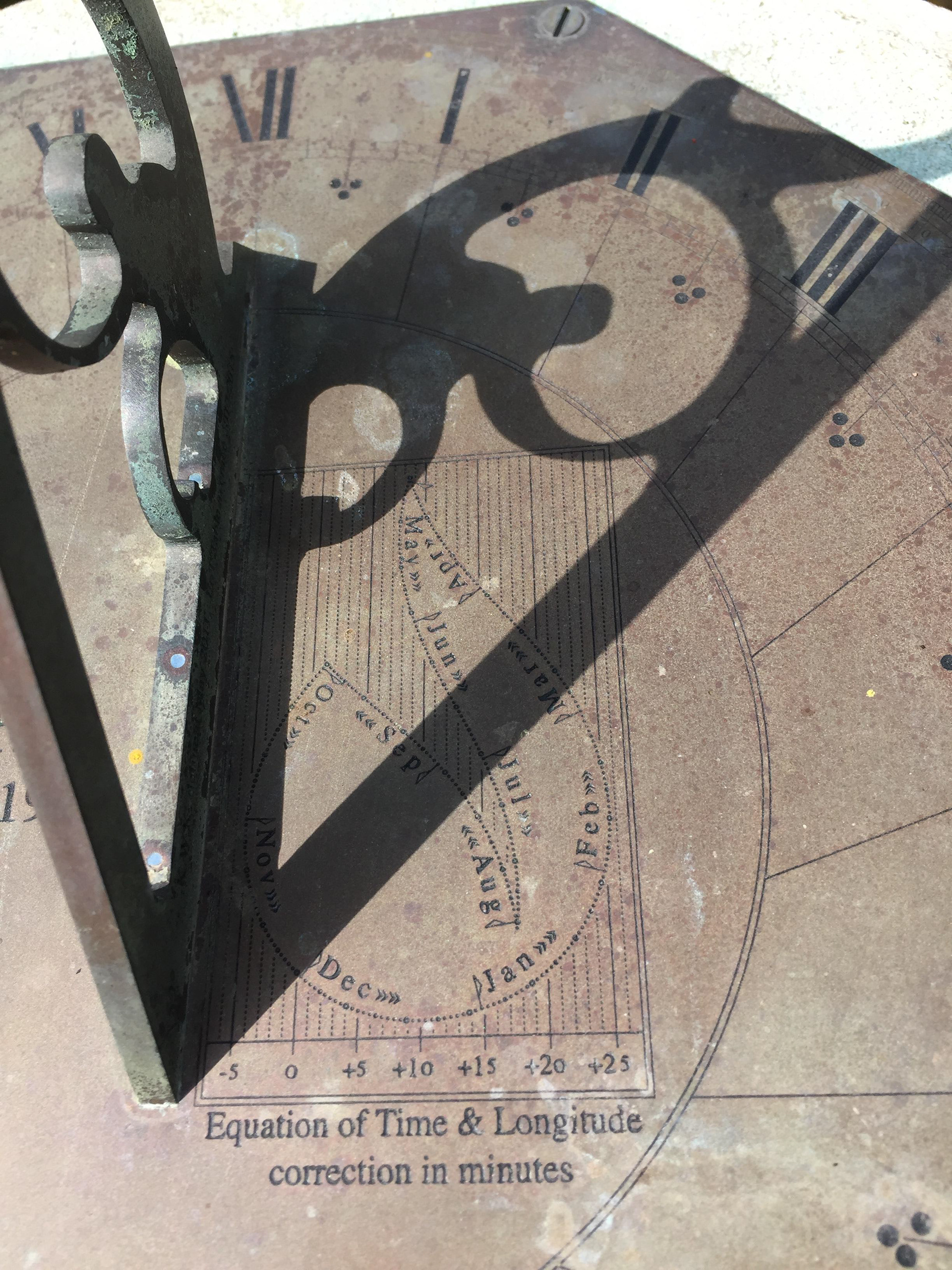 The flame graph etched onto a the Thruxton Old Rectory dial by the Author