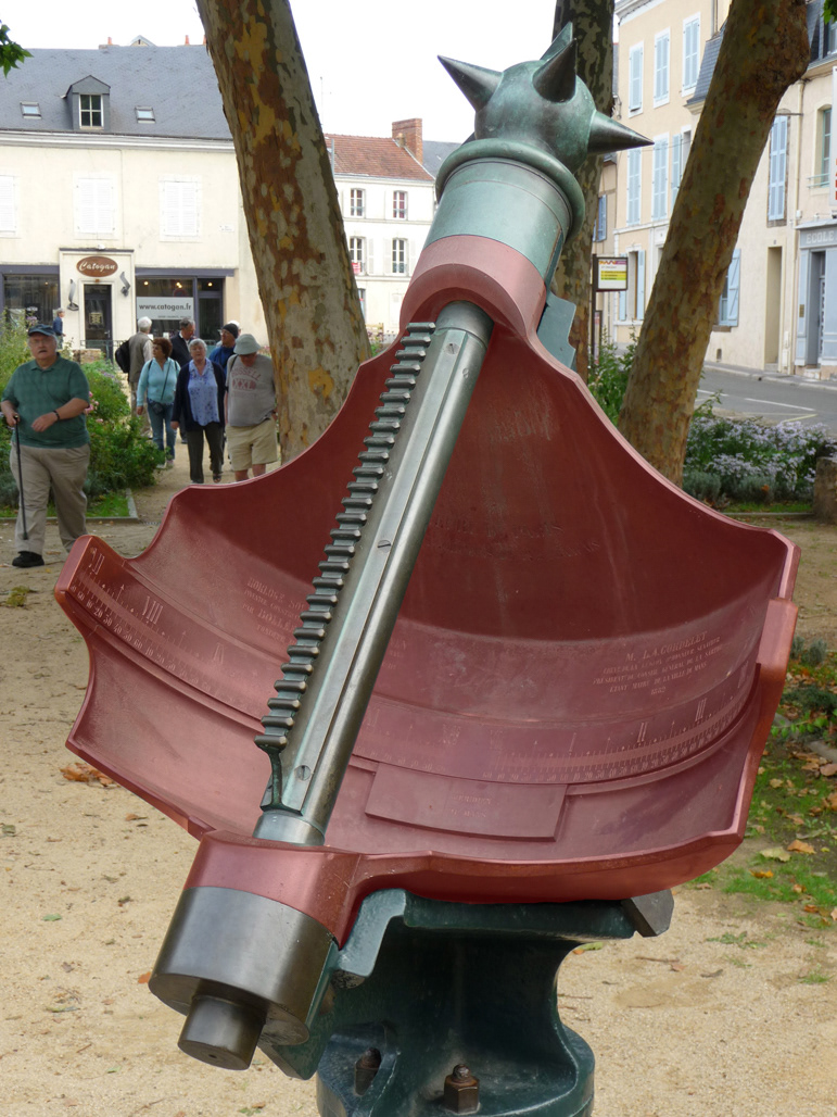 marked to show the large portion of the dial that rotates around the gnomon