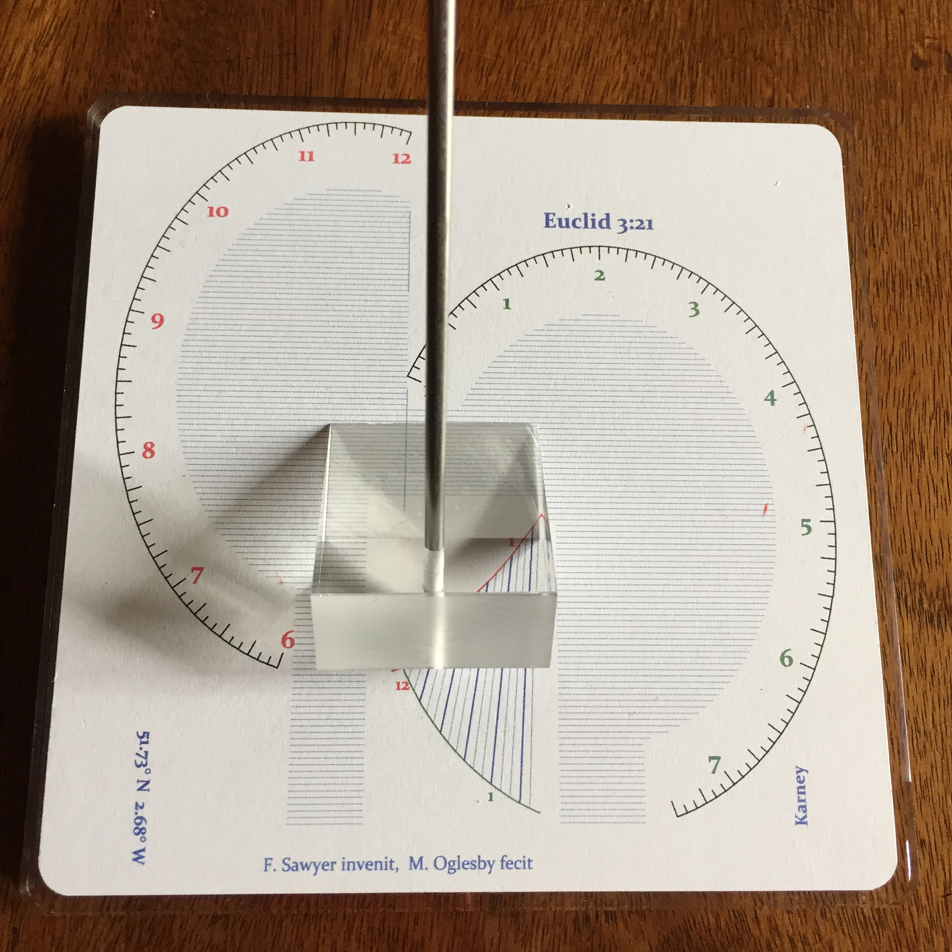 Prof Frederick W. Sawyer III's Wandering Gnomon Dial - 2016 : Ref NASS Compendium v21(2) June 2014