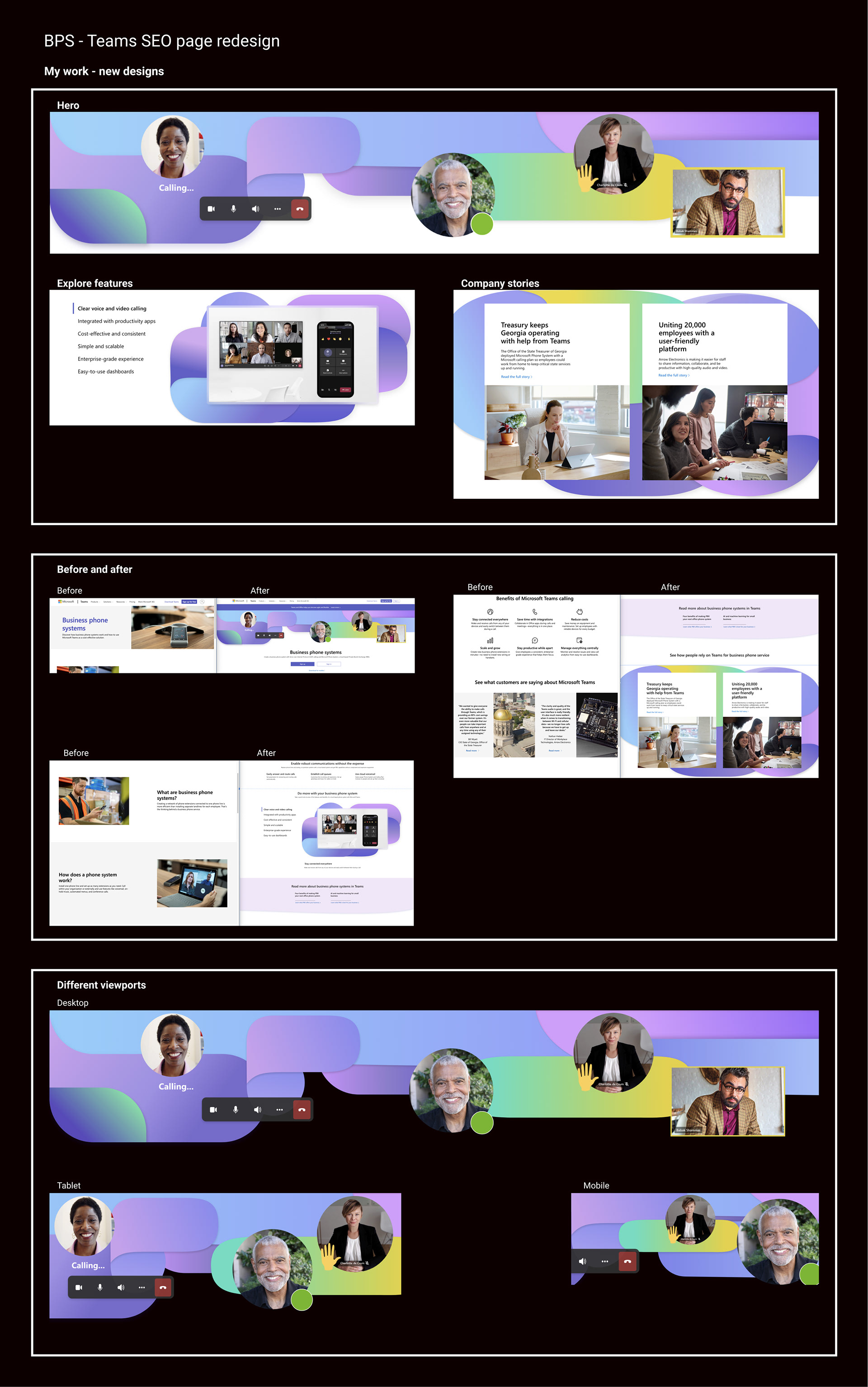 Screen shots of work done by me for BPS SEO page redesign
