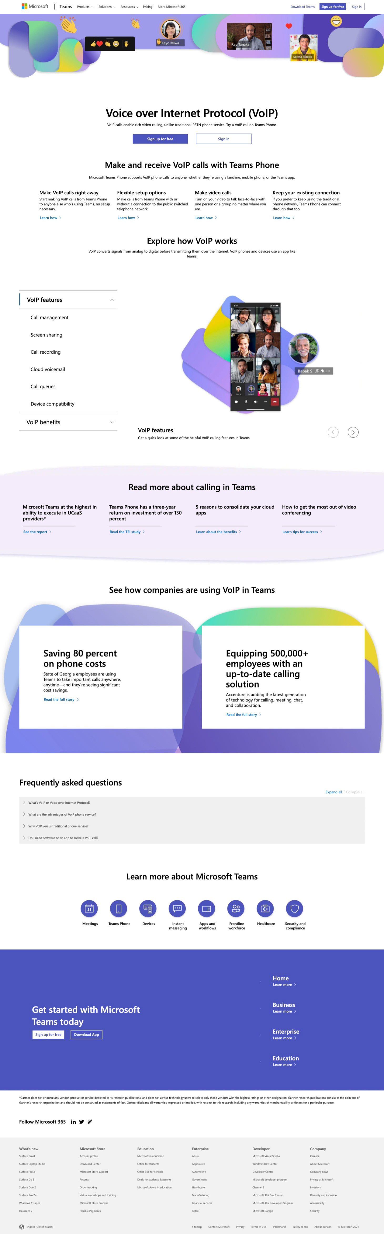 Live Microsoft Teams VoIP SEO page screenshot