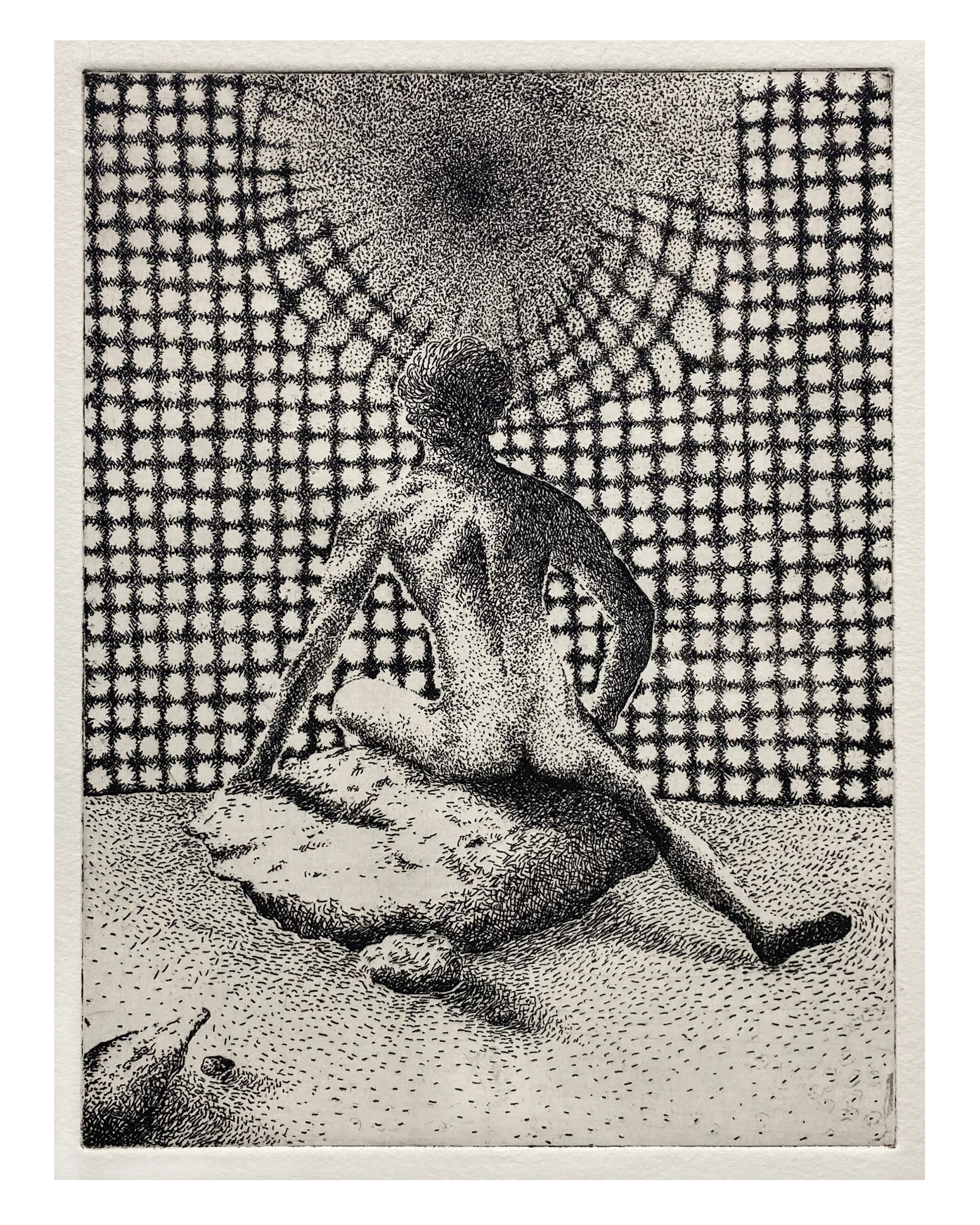 who am I, 2025. Intaglio Etching, Image: 8 x 6 inches, paper: 17 x 14 inches.
