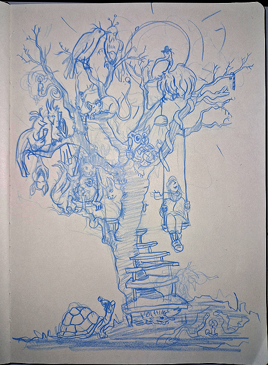 Skizze im Skizzenbuch