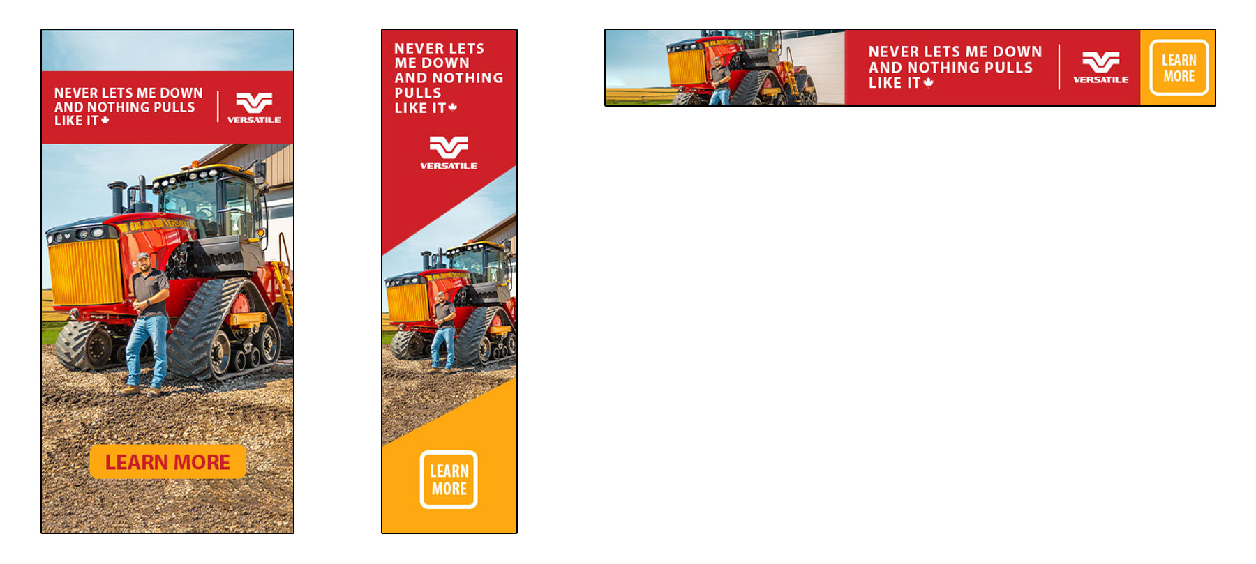 Versatile Never Lets Me Down Display Ads