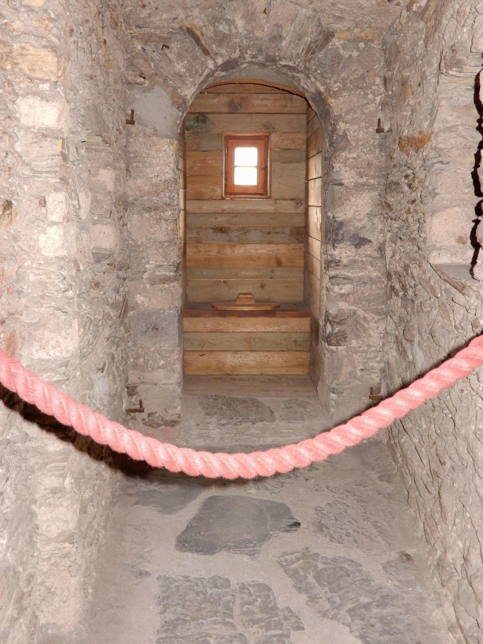 Toilet facilities at Marksburg Castle. The hole in the toilet is outside the castle wall.