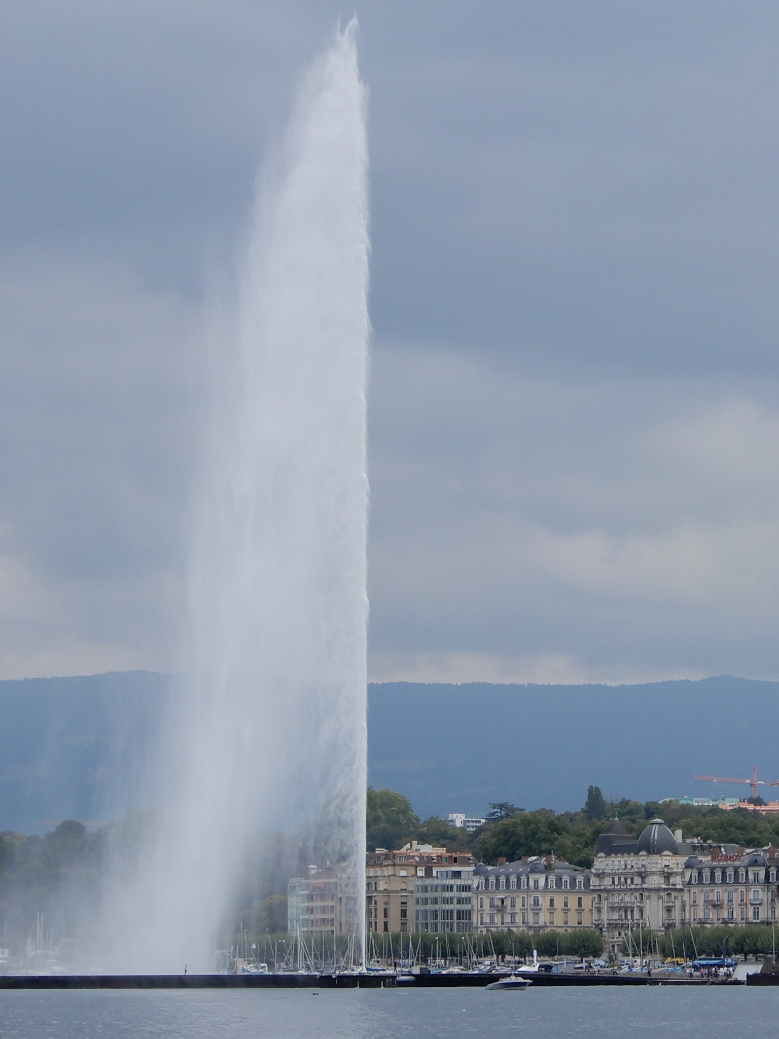 The Jet d'Eau is a large fountain in Geneva, Switzerland, and is one of the city's most famous landmarks.