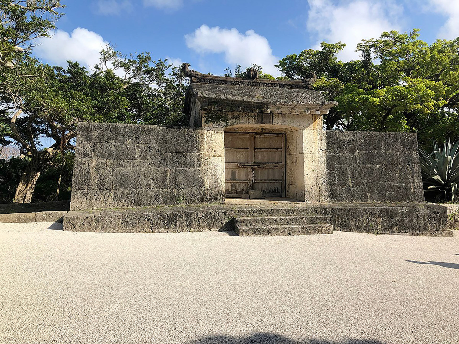 Gates guarding Sonohyan-utaki, a sacred grove of trees and plants