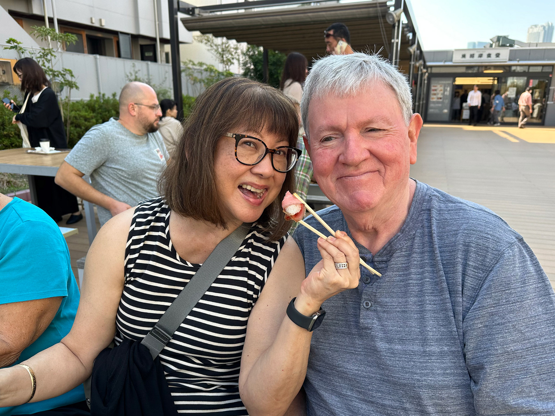 Sharing a meal in the Tsukiji Food market