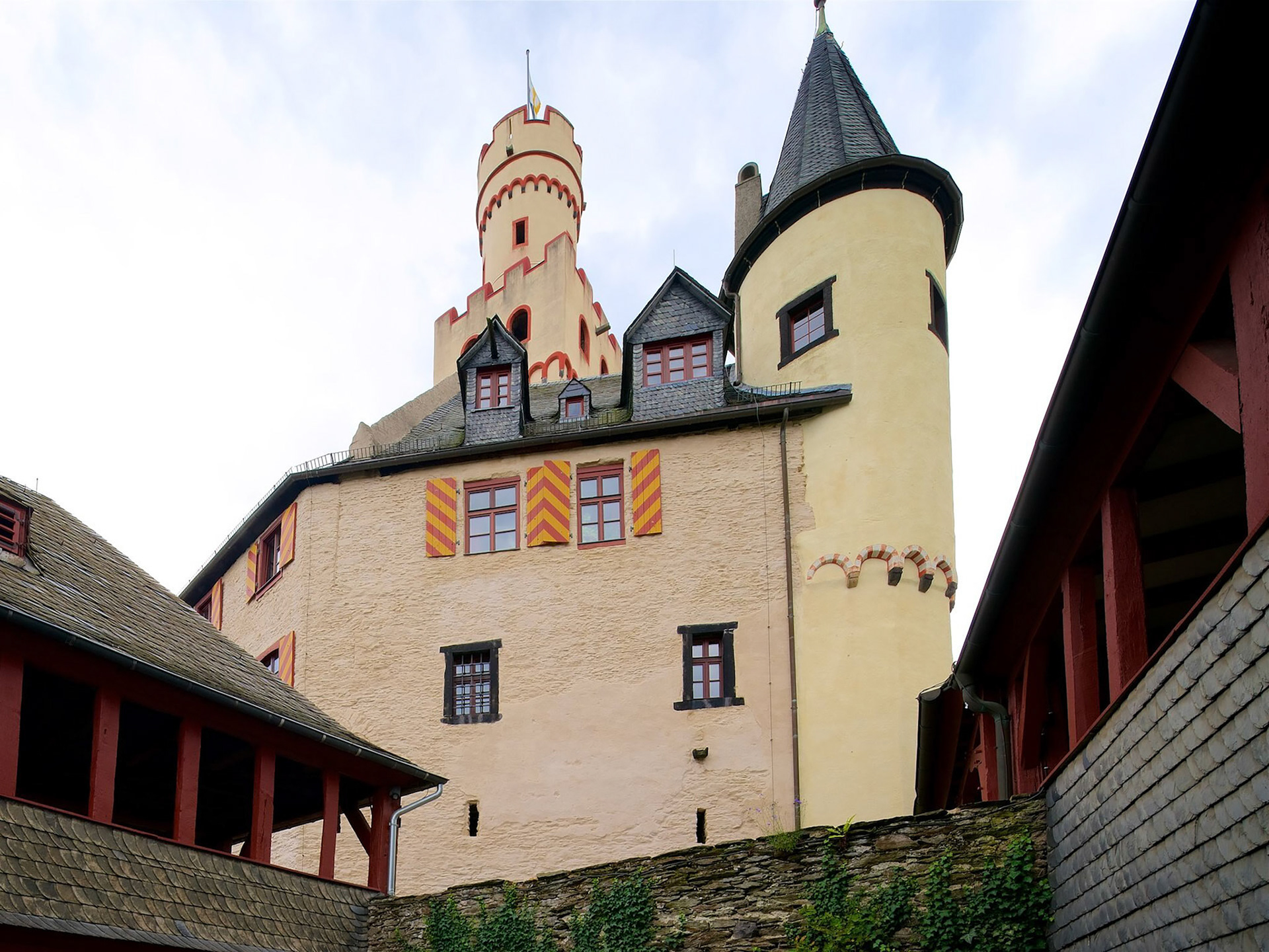 Marksburg Castle as viewed entering through the Riders’ Stairway entrance.
