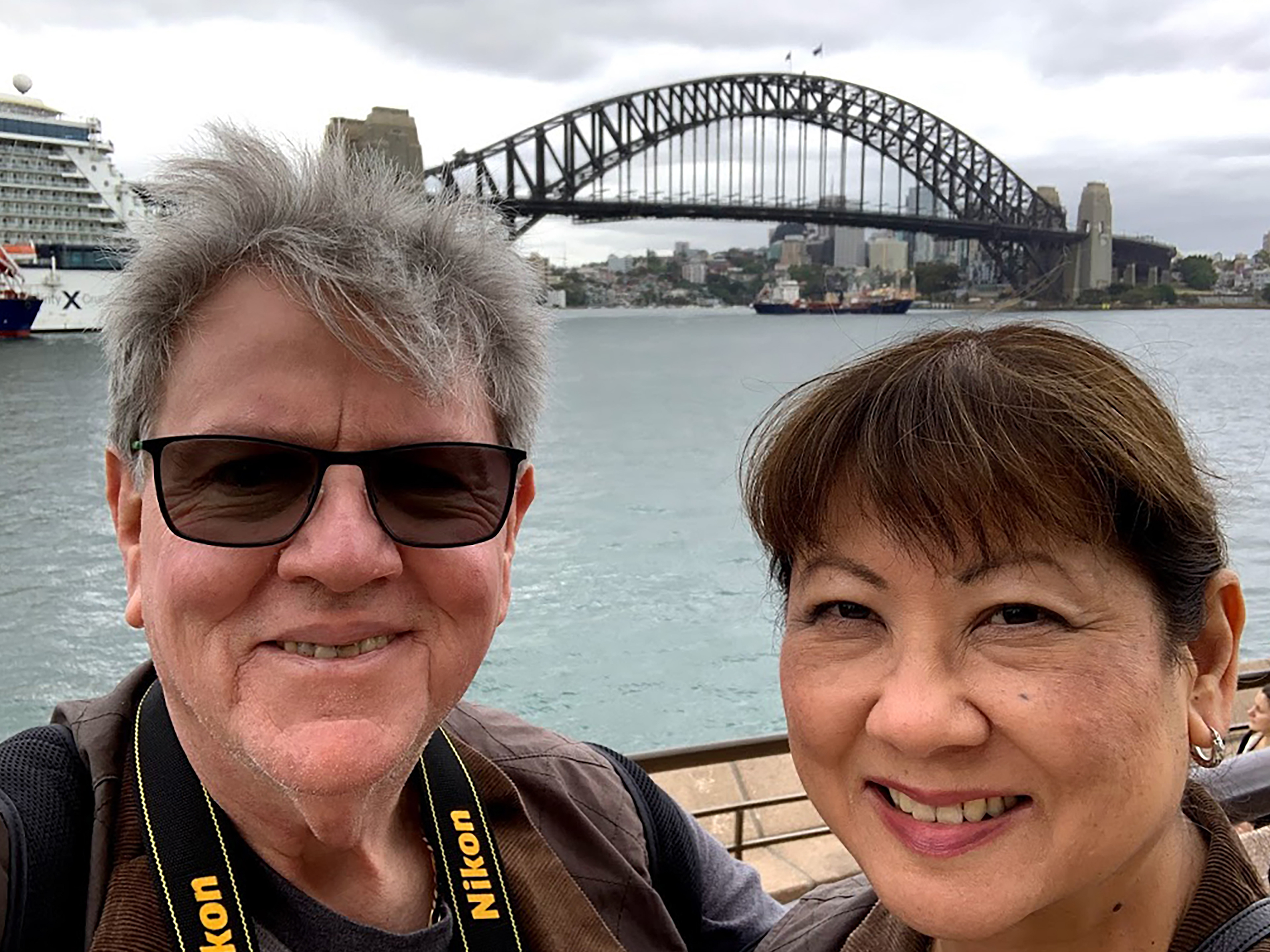 Selfie with the Sydney Harbor Bridge in the background