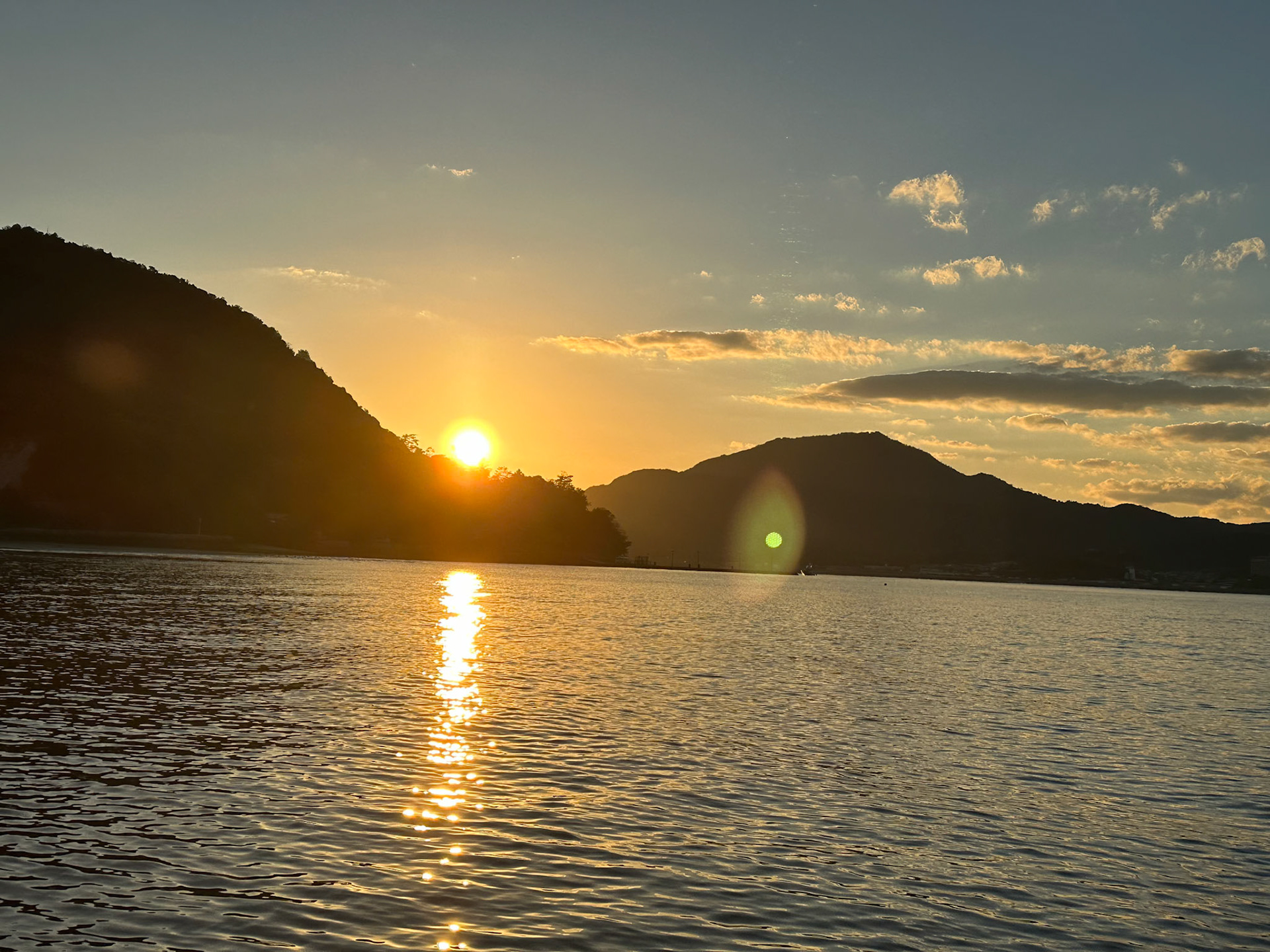 Sunset as we cross Onoseto Strait