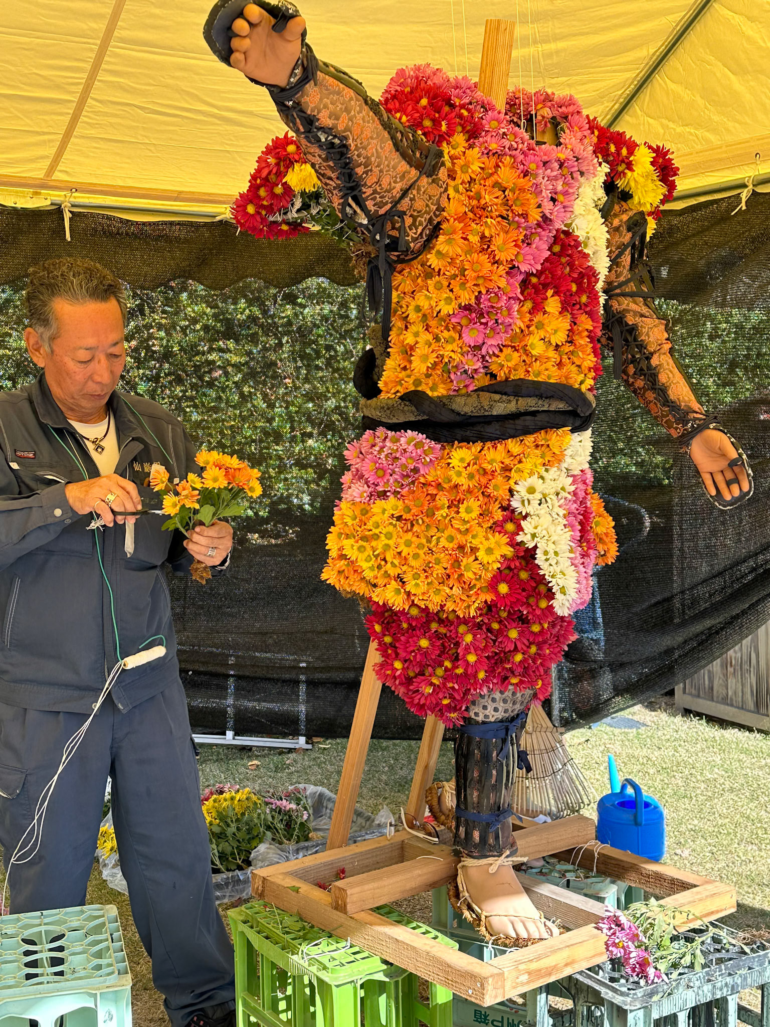 Statue being made from flowers