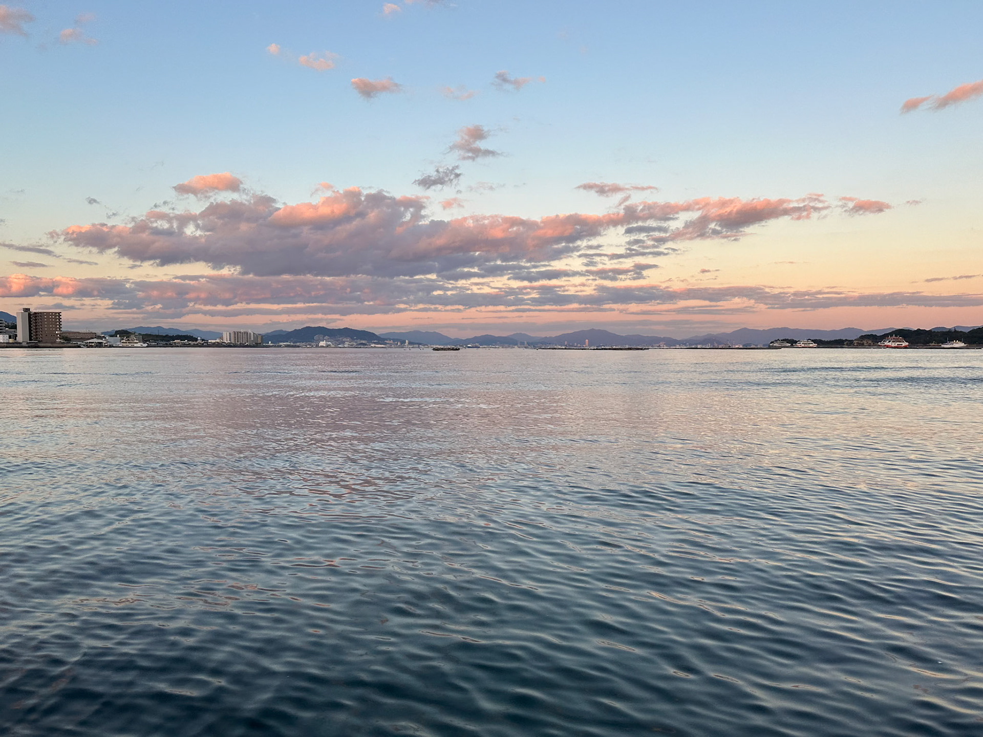 Sunset as we cross Onoseto Strait