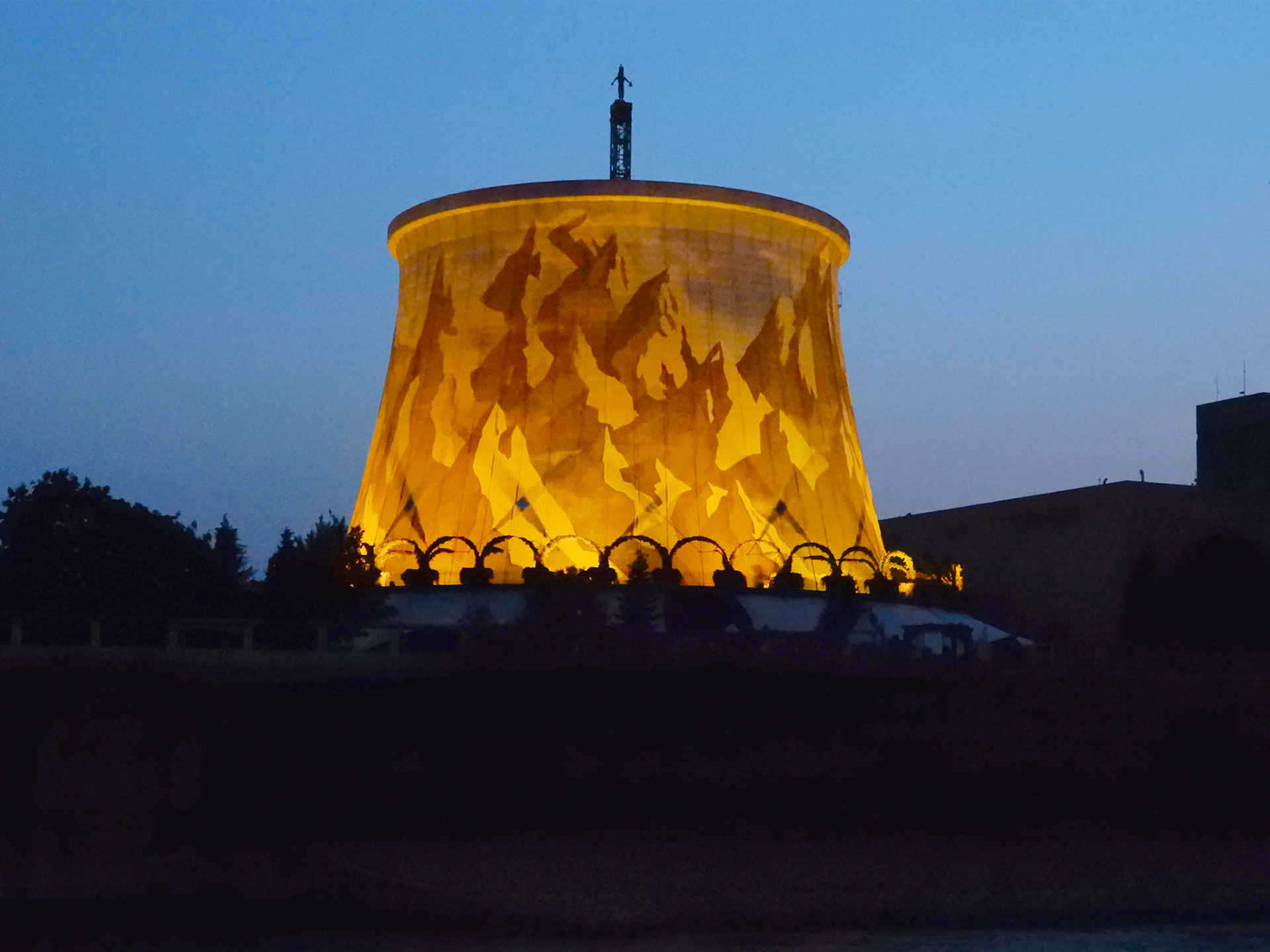 Nuclear power plant converted to an amusement park along the Rhine River in Germany