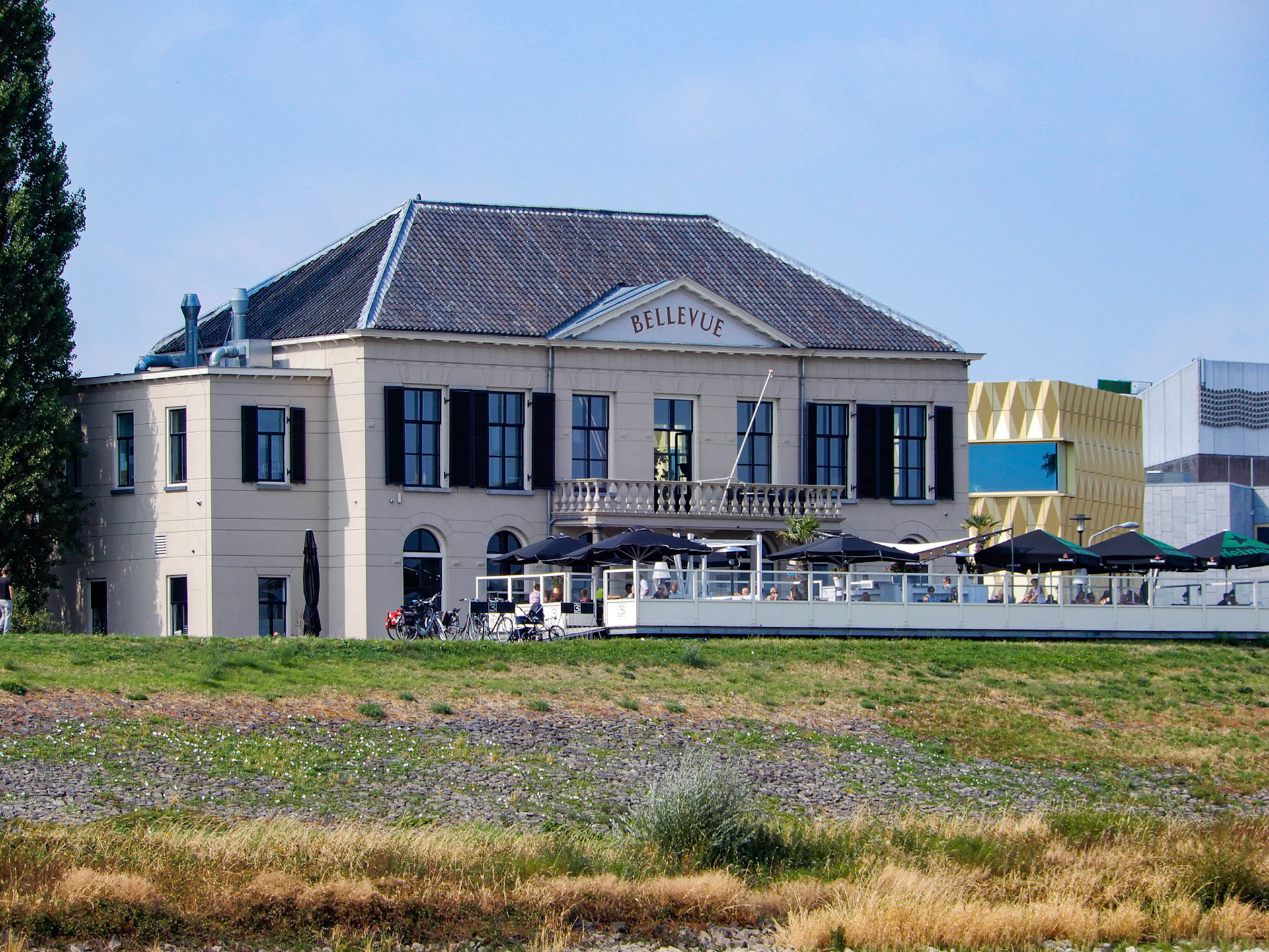 Belleveu Hotel along the Waal river in Tiel, Netherlands