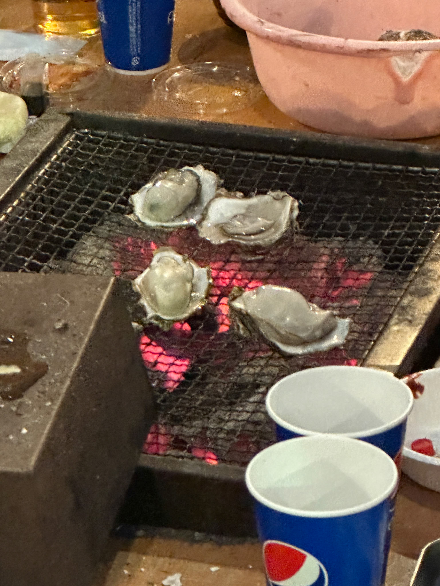 Barbque oysters at Shimada Suisan oyster restaurant