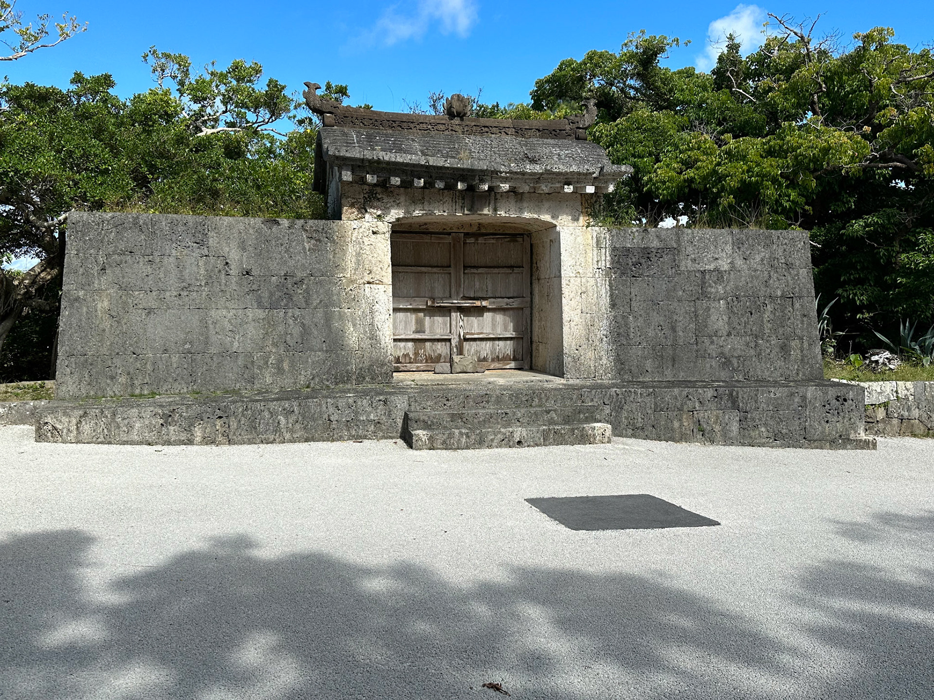 Gates guarding Sonohyan-utaki, a sacred grove of trees and plants