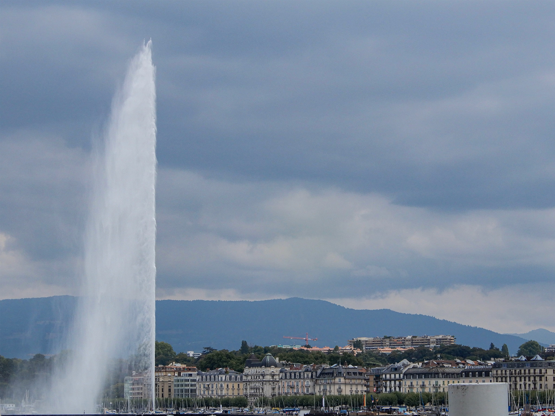 The Jet d'Eau is a large fountain in Geneva, Switzerland, and is one of the city's most famous landmarks.