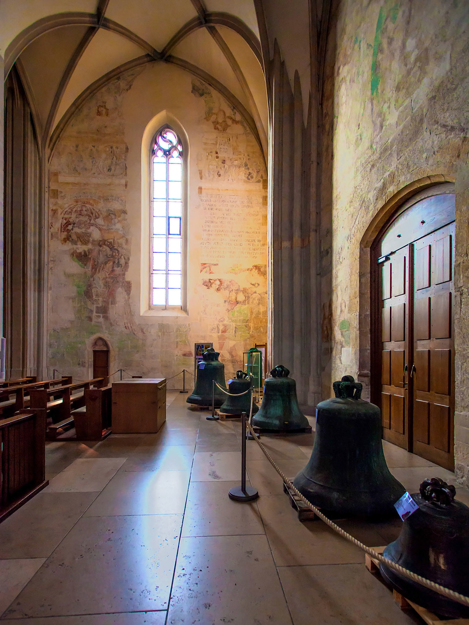 Old art on the interior wall of the St Stephen's Cathedral in Breisach, Germany