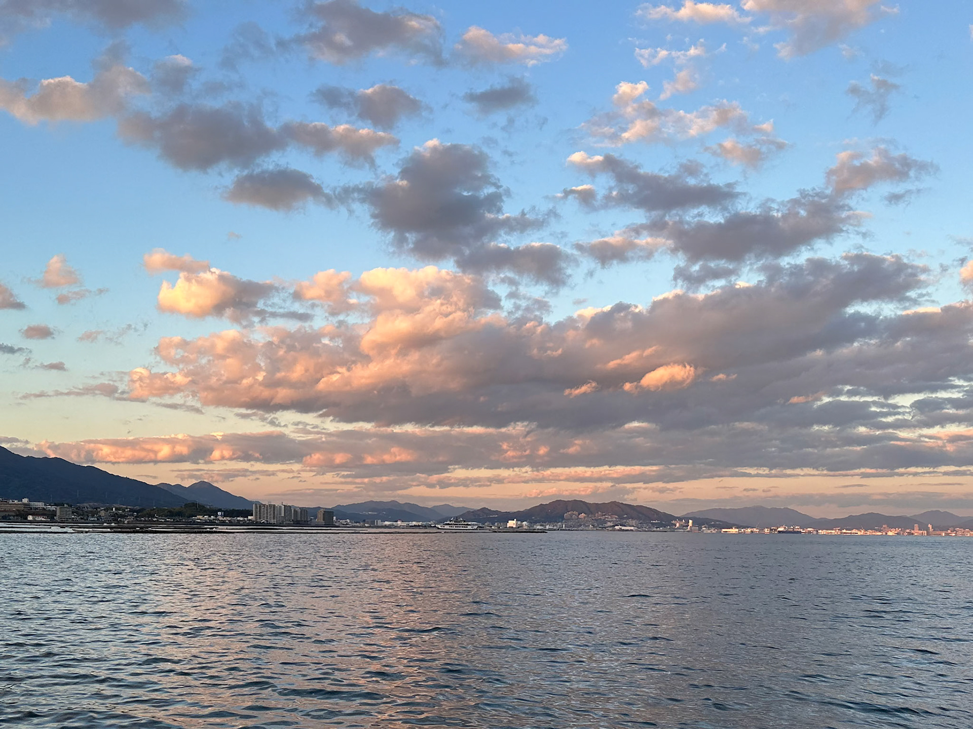 Sunset as we cross Onoseto Strait