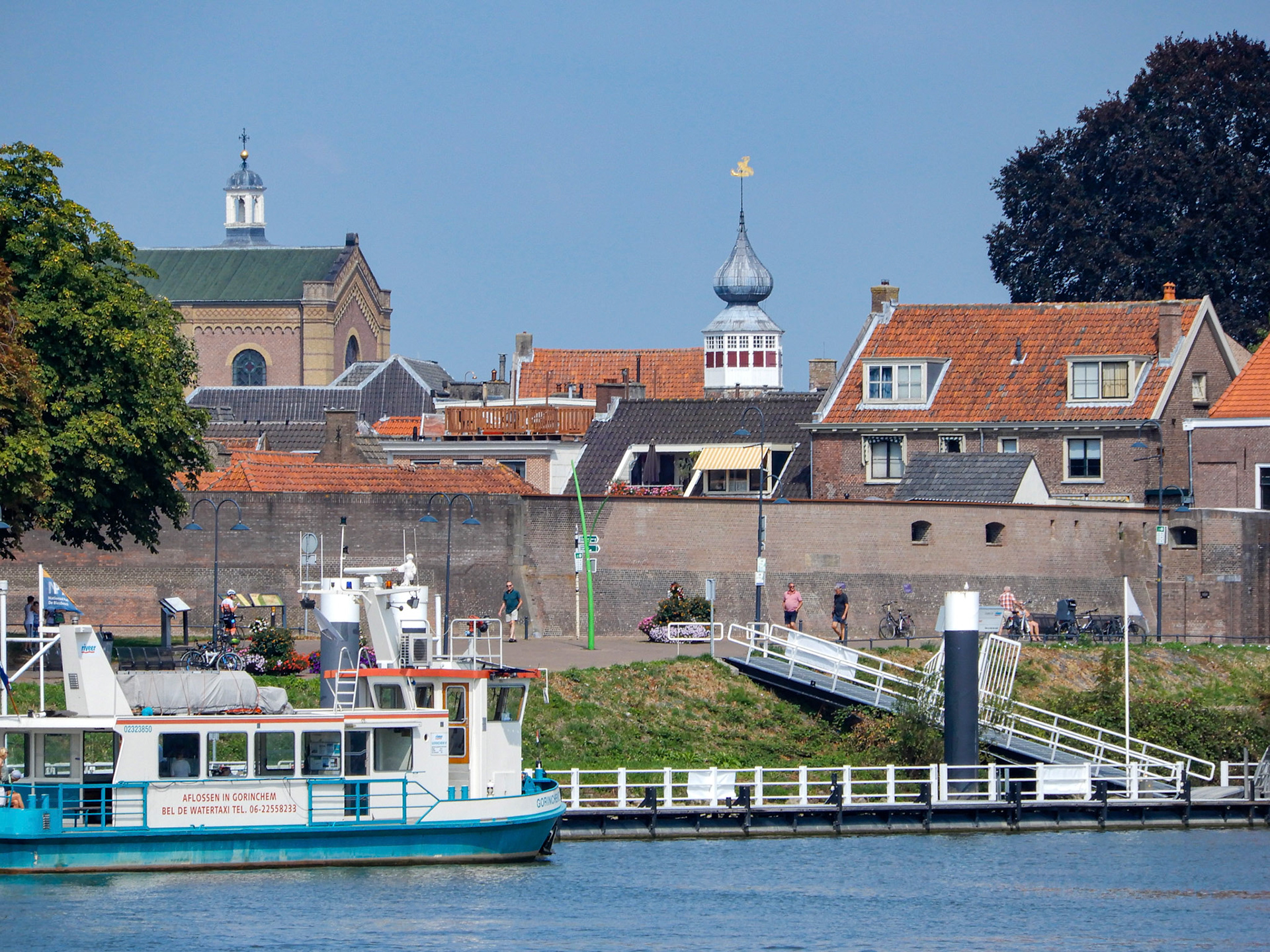 Town of Gorinchem along the Waal river in the Netherlands