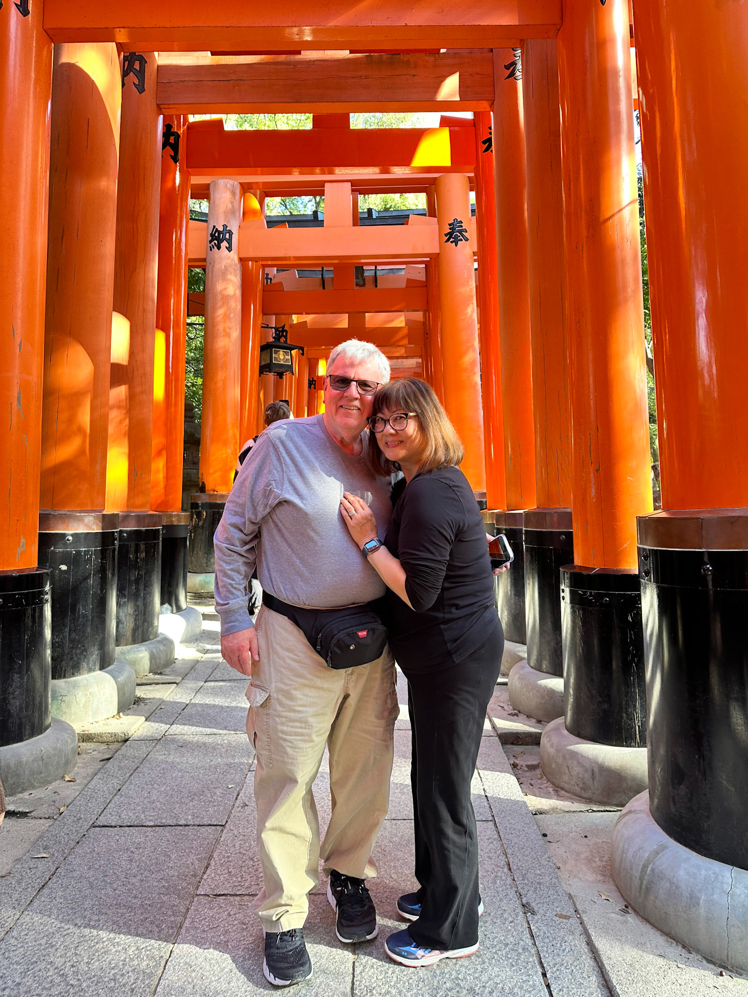 A few of the thousands of vermilion torii gates which straddle a network of trails