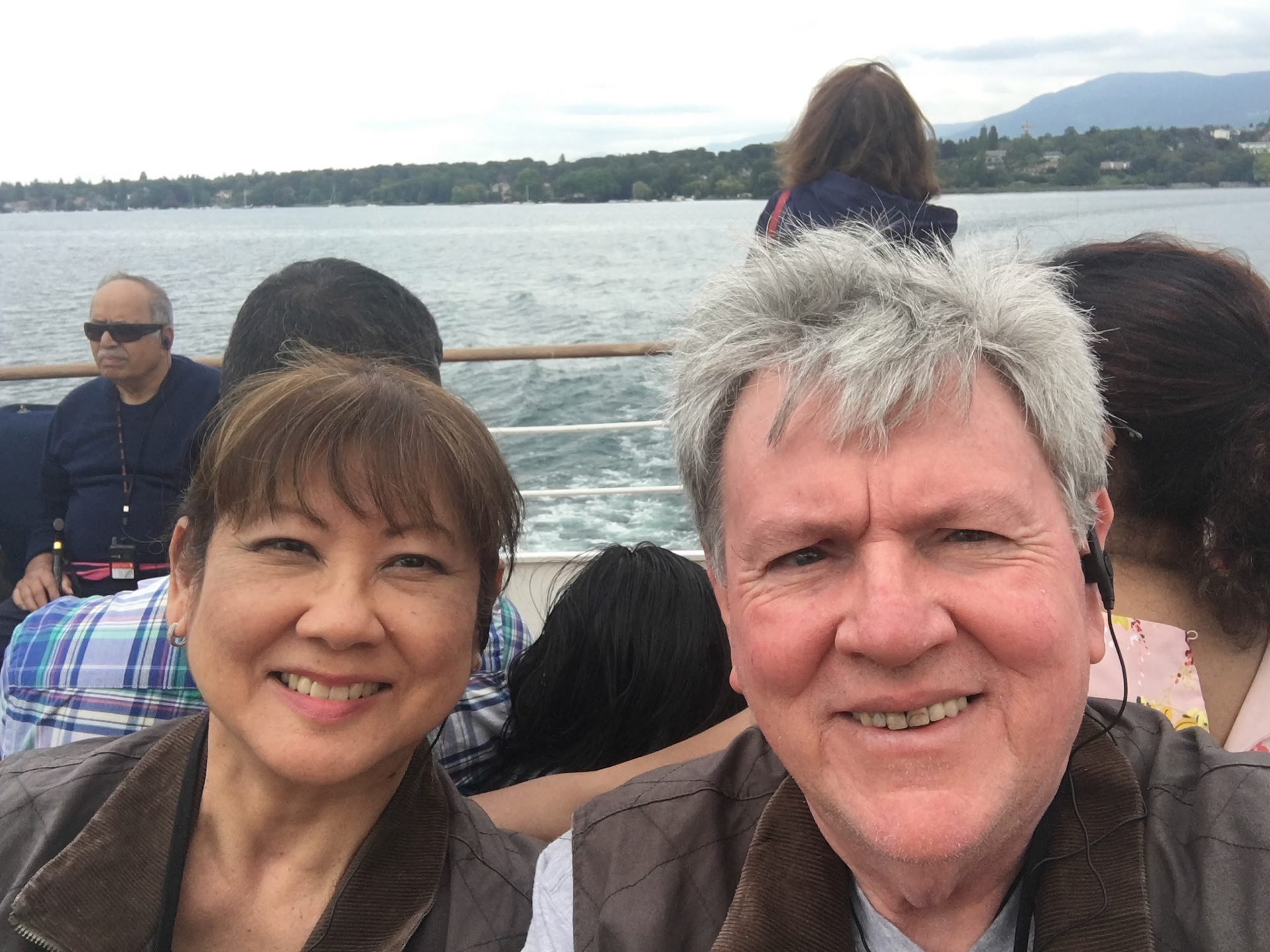 Selfie during our boat tour of Lake Geneva