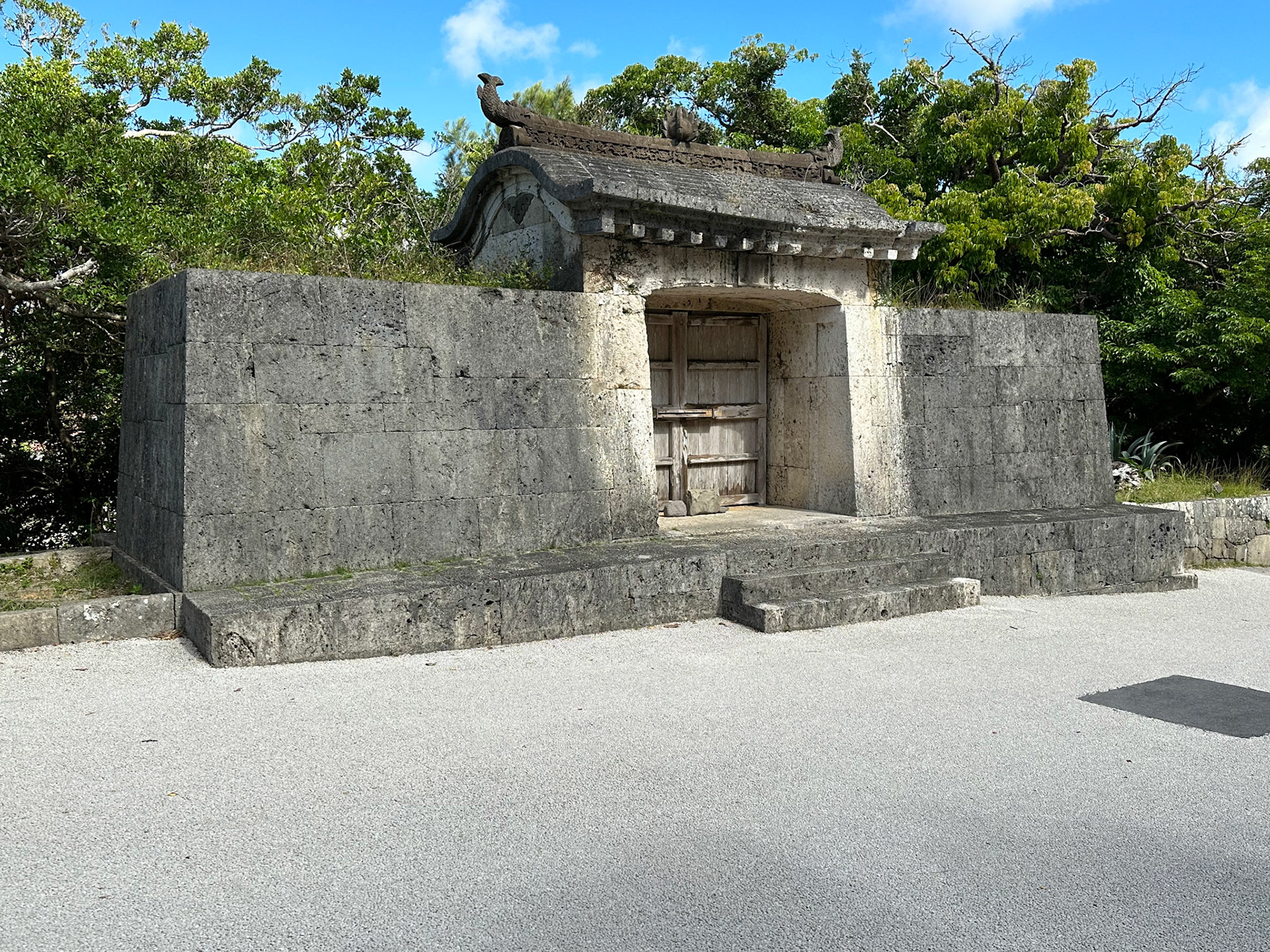 Gates guarding Sonohyan-utaki, a sacred grove of trees and plants