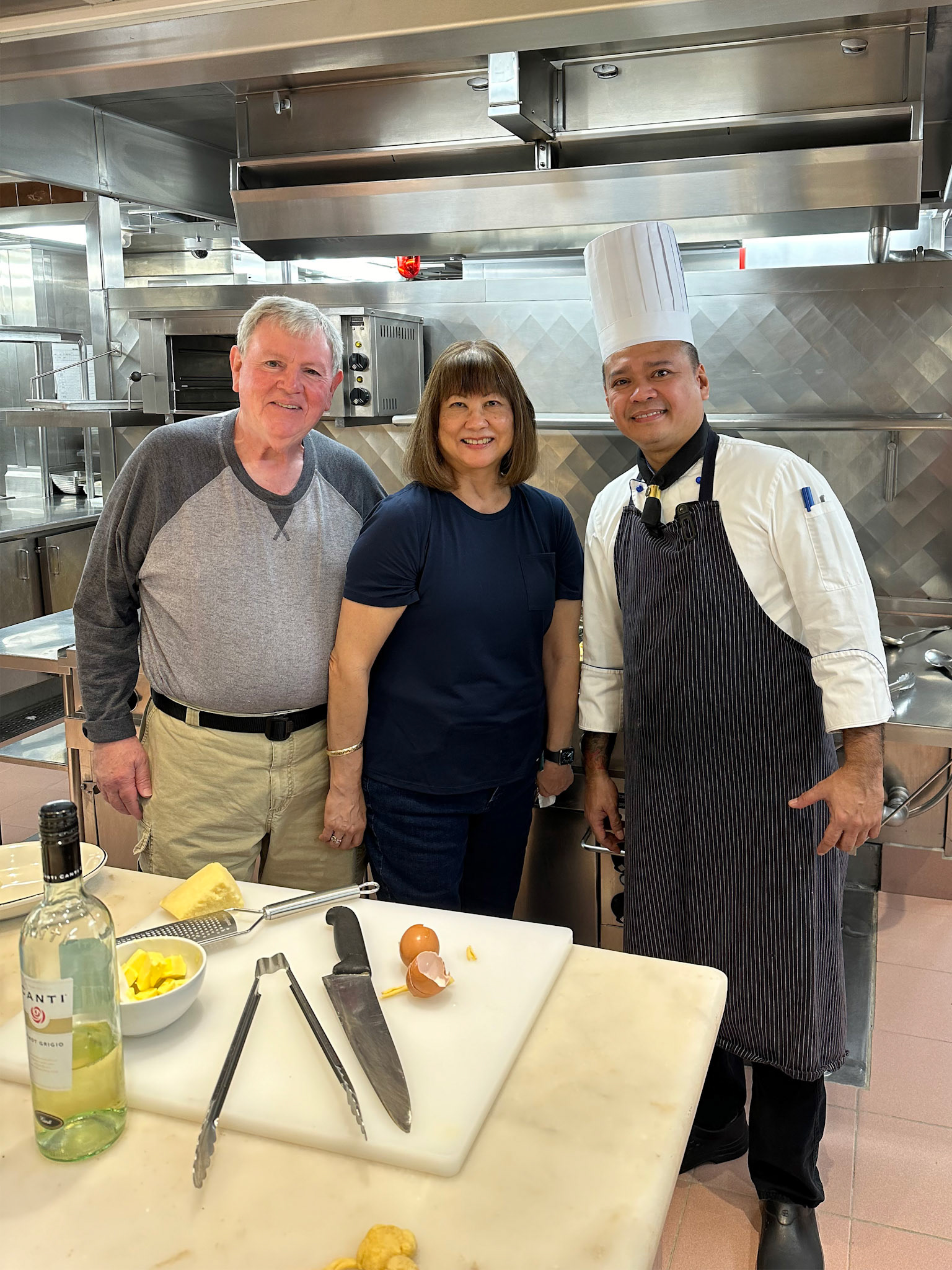 Tour of the Celebrity Millenium kitchen followed by a lunch prepared for us and another couple